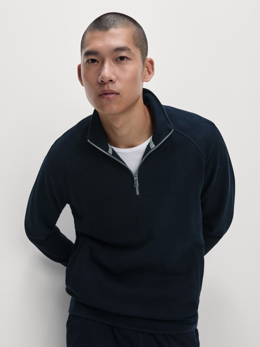 

Marks & Spencer Men Half Zip Long Sleeves Sweatshirt, Navy blue