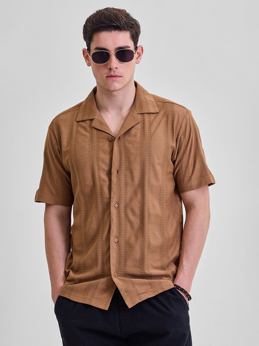 

Snitch Men Smart Slim Fit Opaque Casual Shirt, Brown