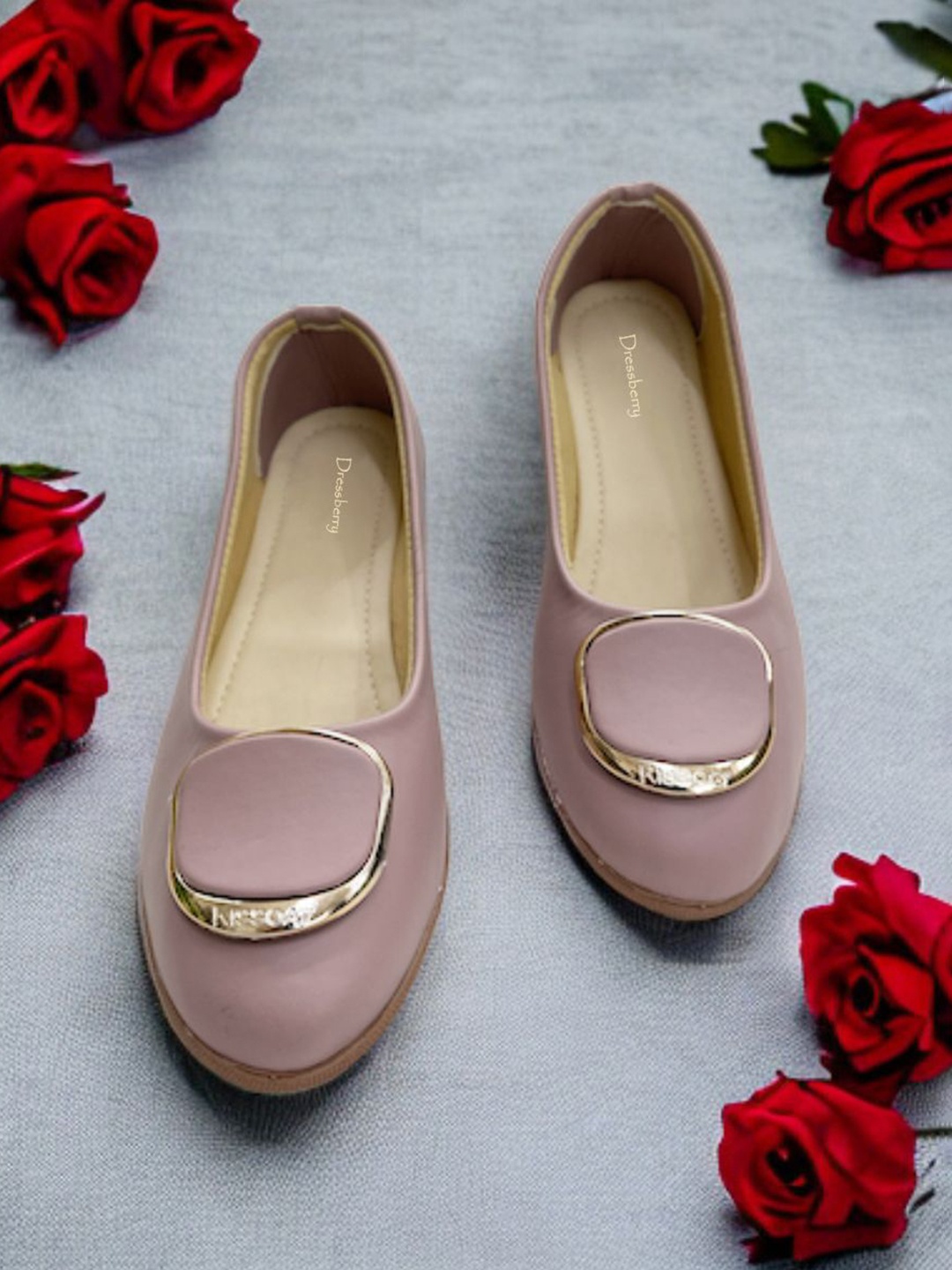 

DressBerry Women Round Toe Slip On Mules Flats, Pink
