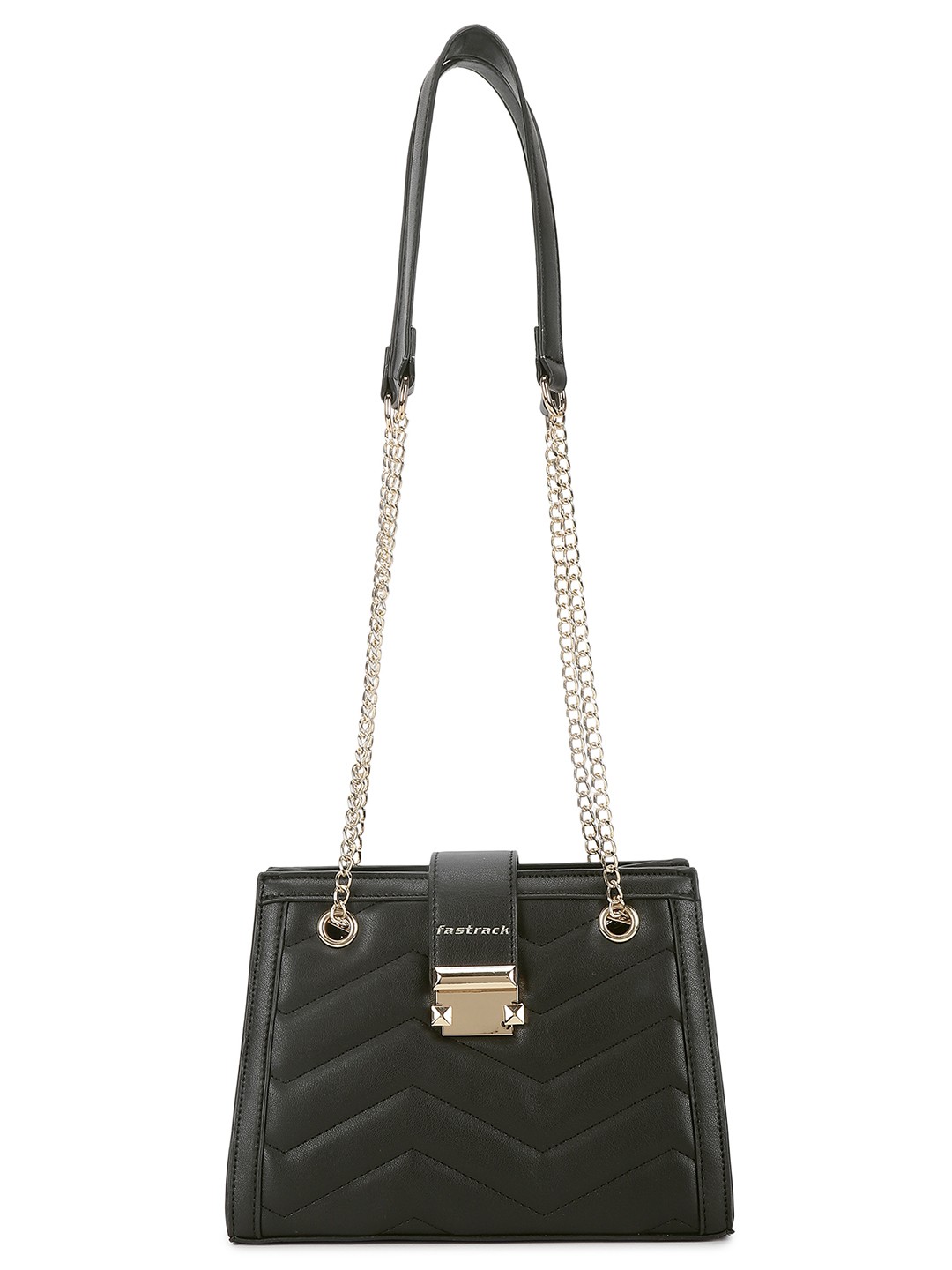 

Fastrack Textured PU Structured Shoulder Bag with Applique, Black