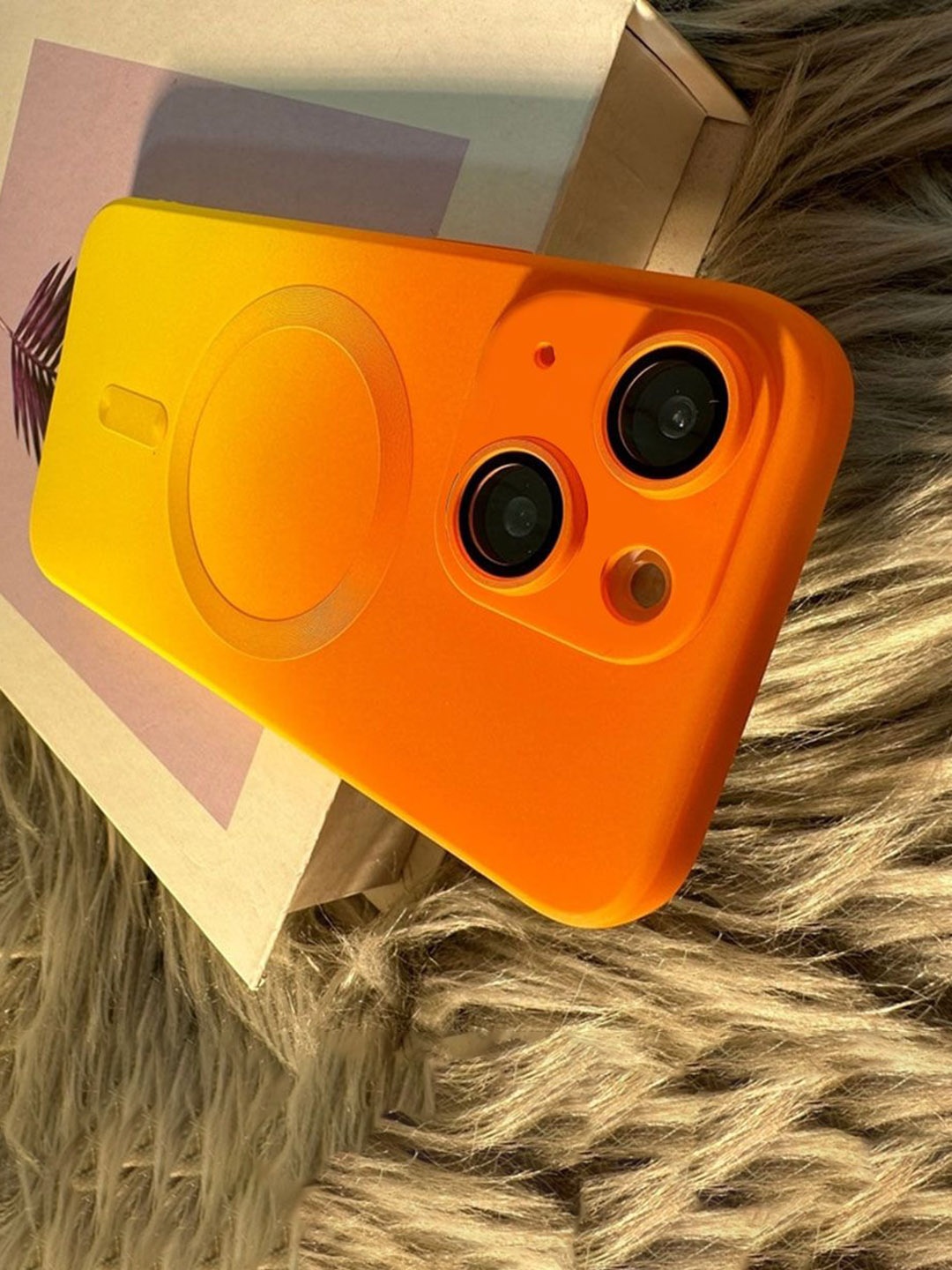 

Luxury Kase Solid Printed iPhone 14 Back Case Mobile Accessories, Orange
