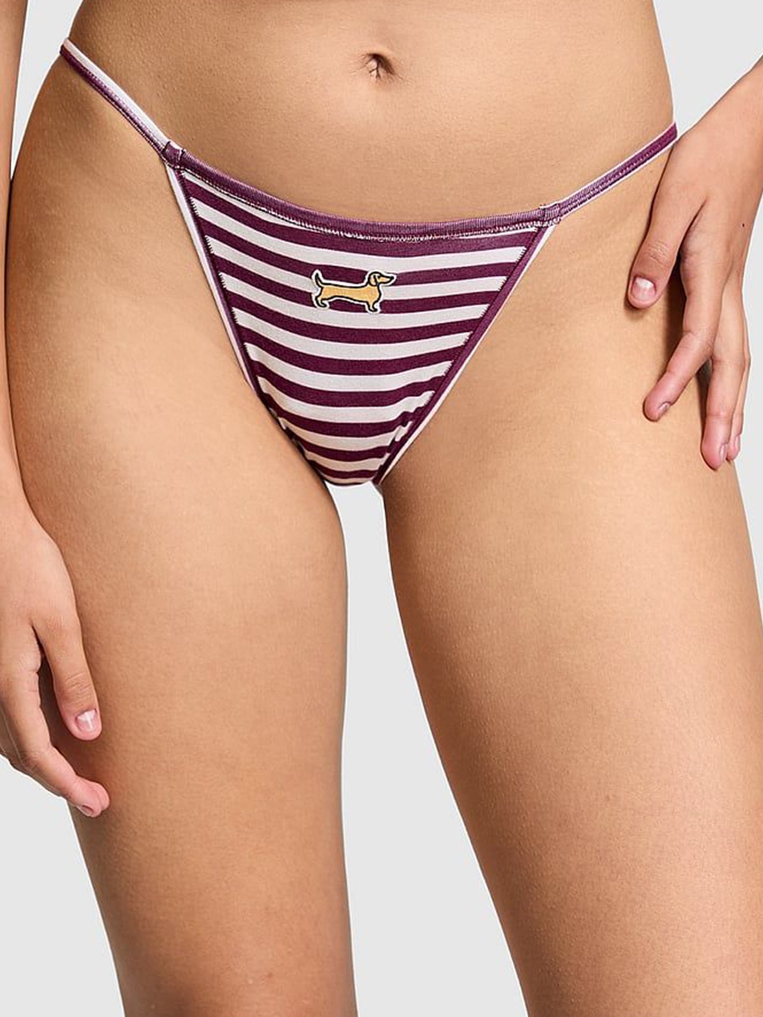 

Victoria's Secret Women Striped Bikini Panty-112511036DAG, White