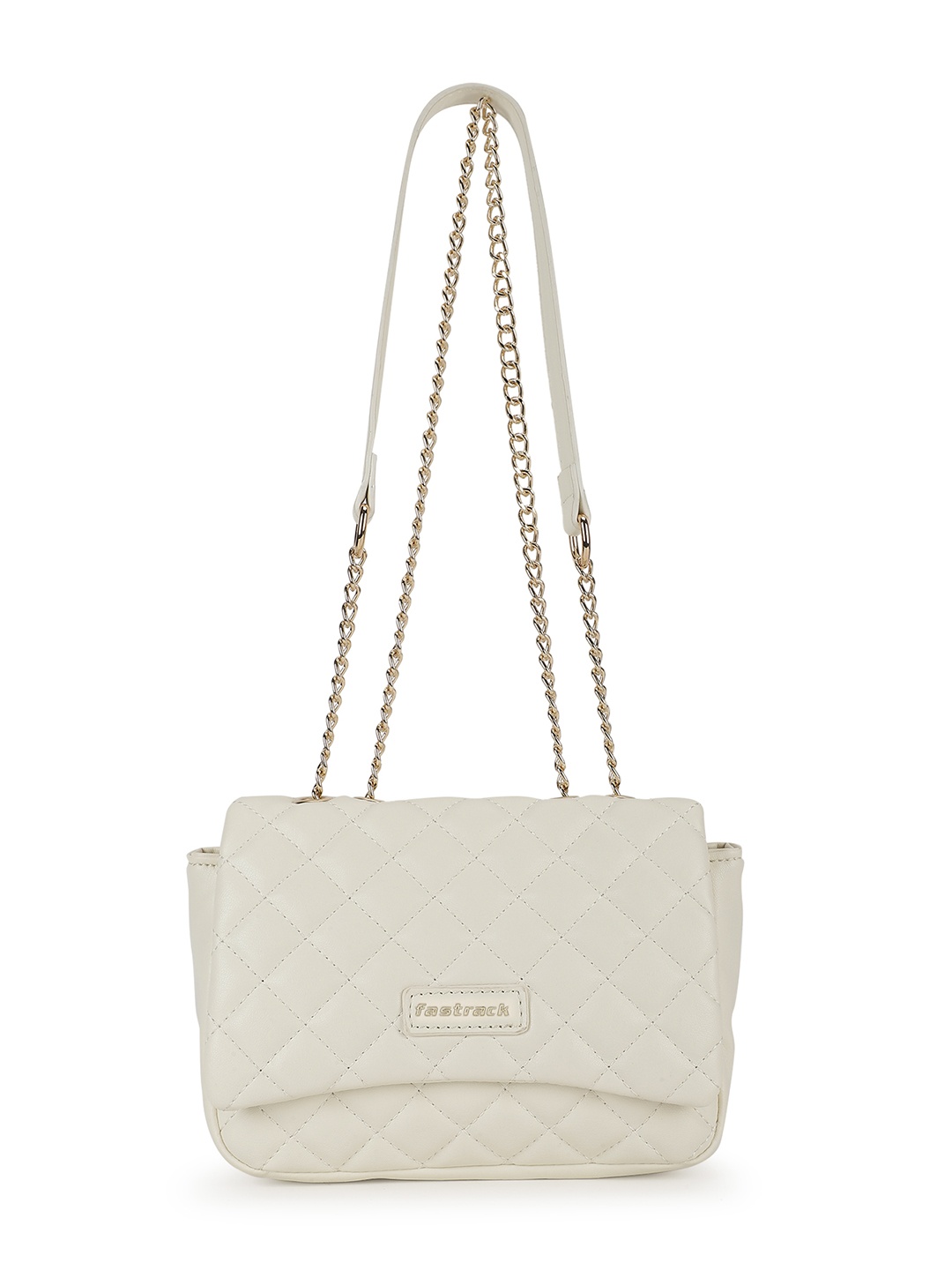 

Fastrack Textured PU Structured Sling Bag with Quilted, Beige