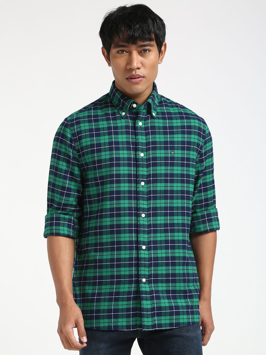 

Tommy Hilfiger Men Tartan Checks Opaque Checked Casual Shirt, Green