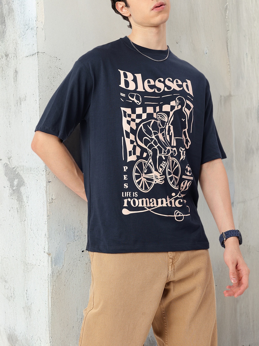 

Kook N Keech Urban Savvy Printed Relaxed Fit T-shirt, Navy blue