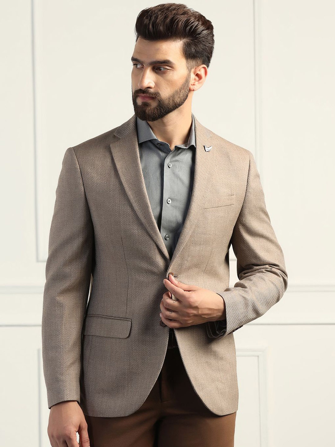 

Blackberrys Single-Breasted Formal Blazer, Beige