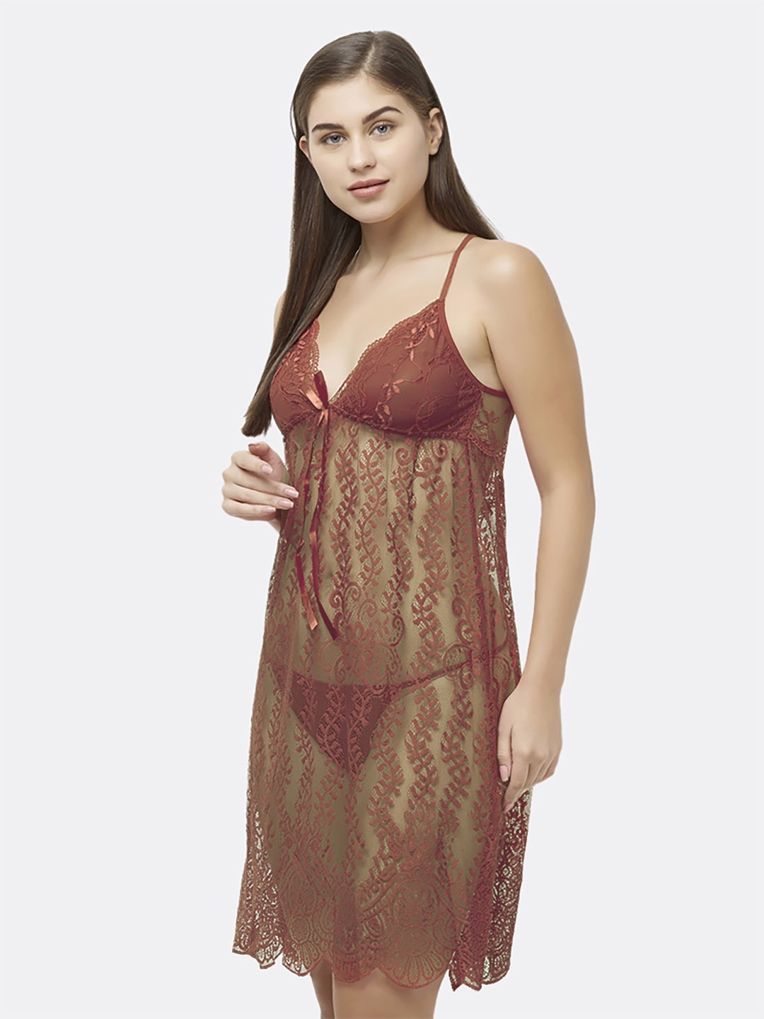 

NOIRA Women Shoulder Straps Baby Doll, Brown