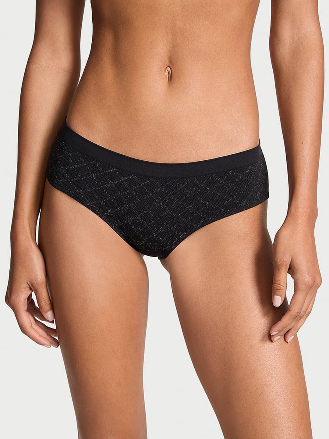 

Victoria's Secret Women Checked Mid-Rise Hipster Briefs112533244ZB2, Black