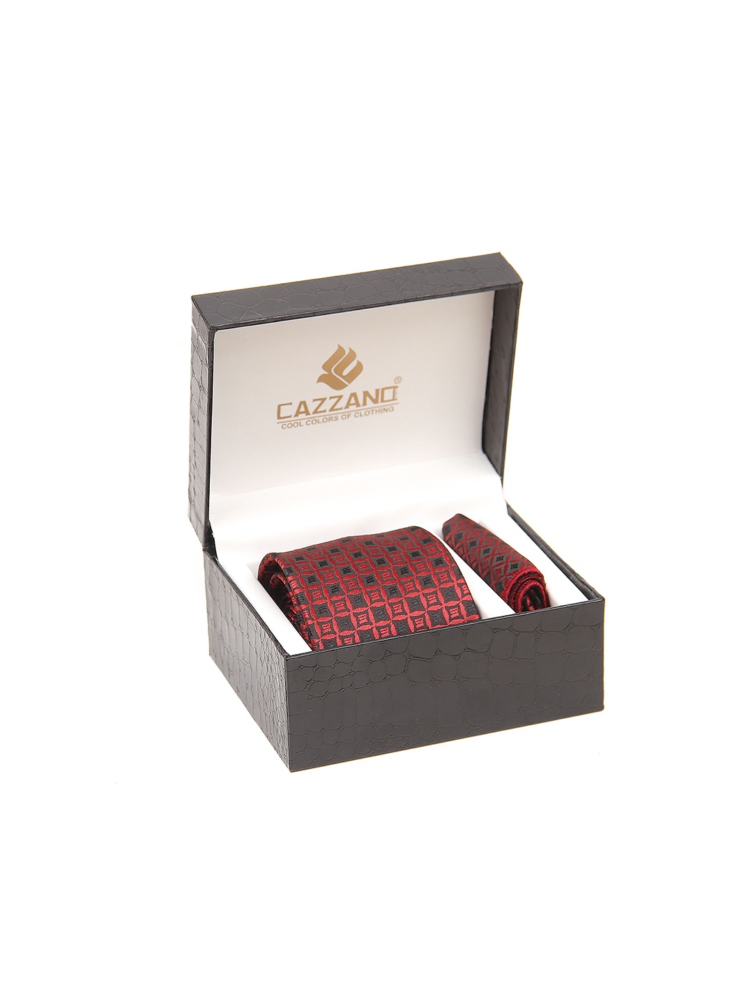 

Cazzano Men Accessory Gift Set Of Tie and Pocket Square, Red