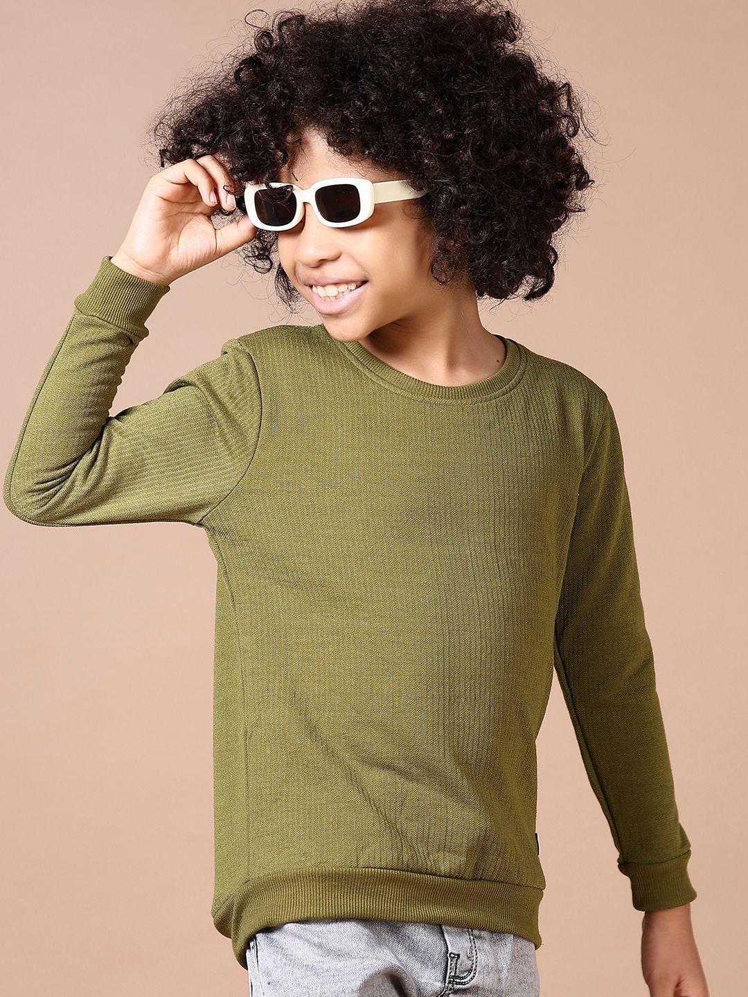 

V-Mart Boys Round Neck Long Sleeves Cotton Sweatshirt, Green