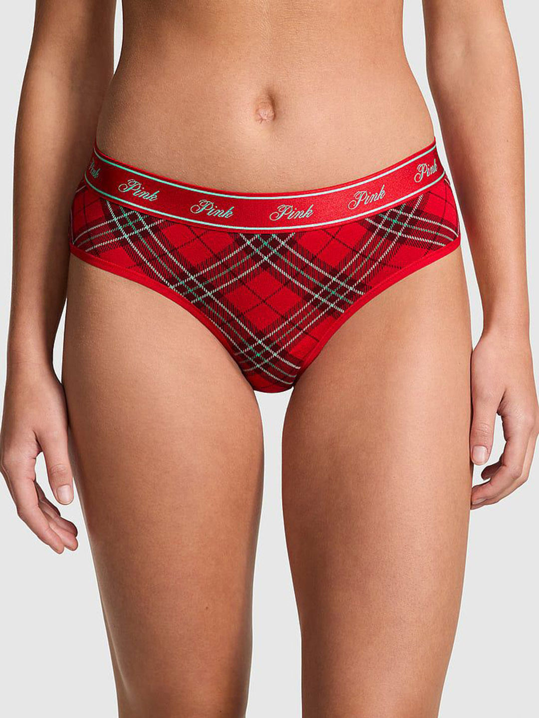 

Victoria's Secret Women Checked Low-Rise Hiphugger Cotton Briefs, Red
