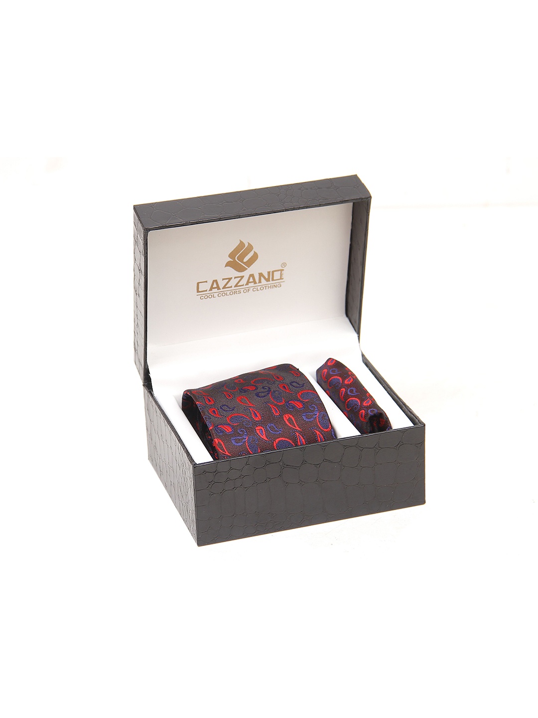 

Cazzano Men Tie and Pocket Square Accessory Gift Set, Red