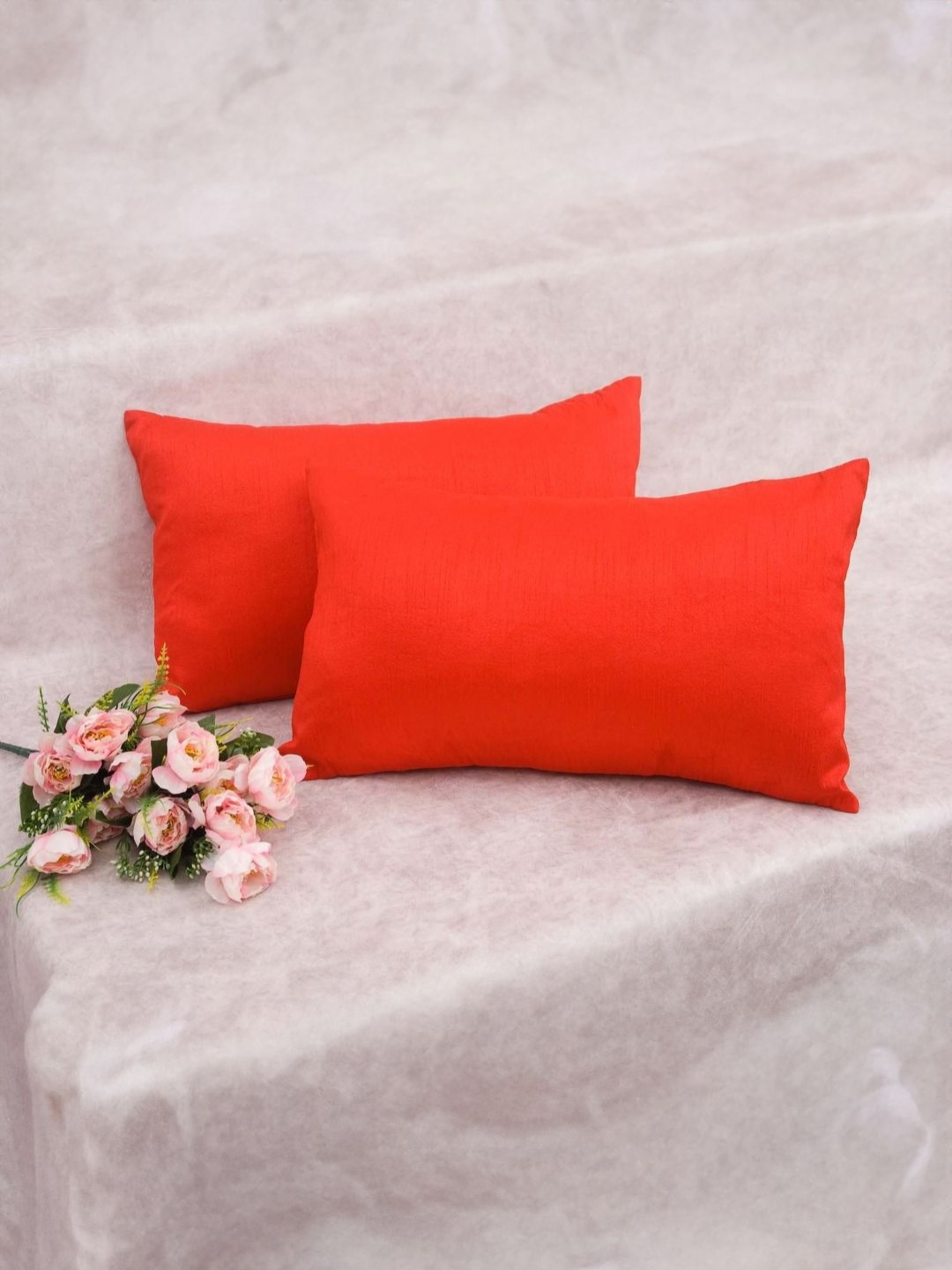 

RoyalDeco Red Set of 2 Rectangle Cushion Covers