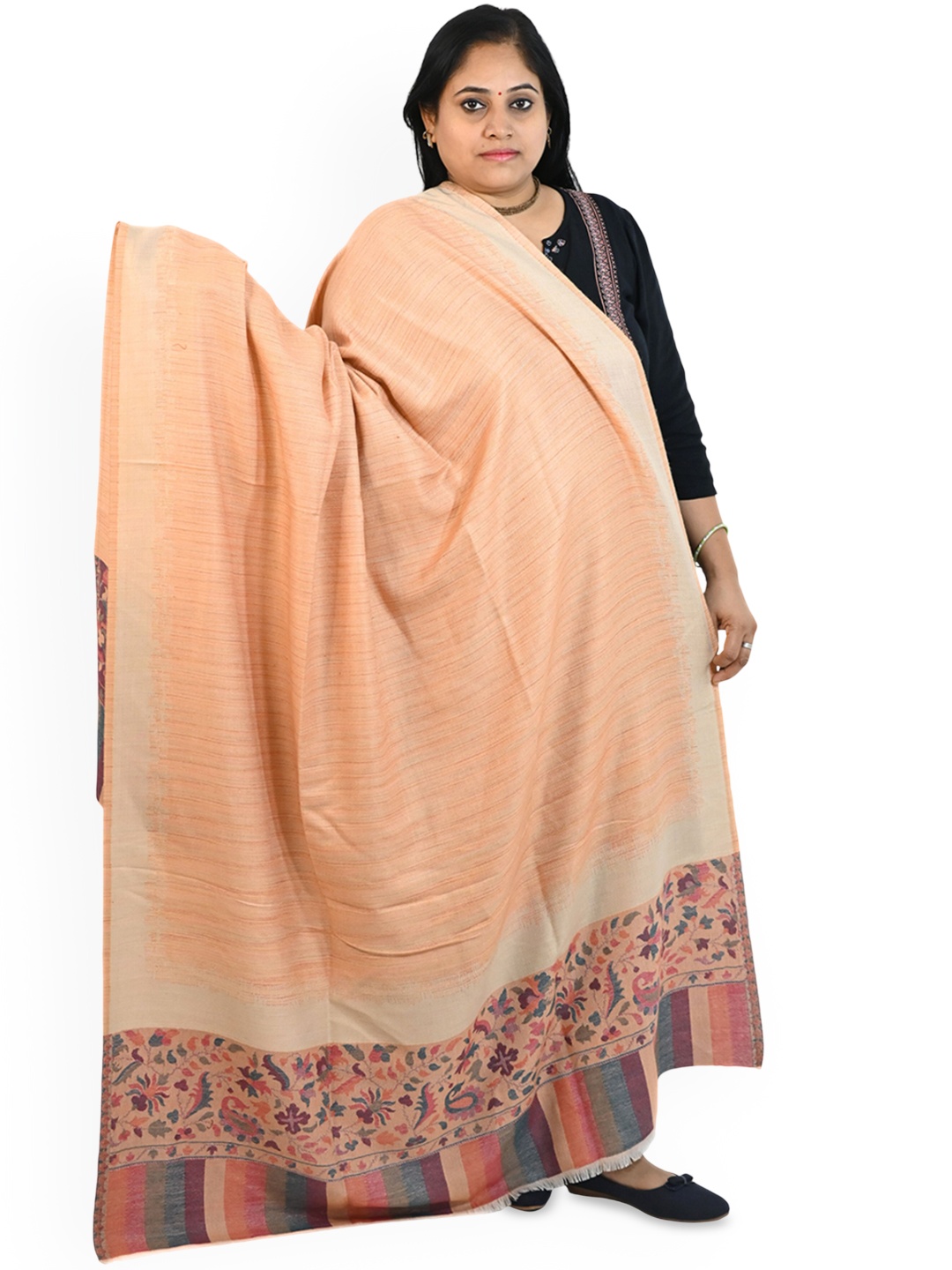 

Vrinde Women Paisley Woven Design Shawl, Orange