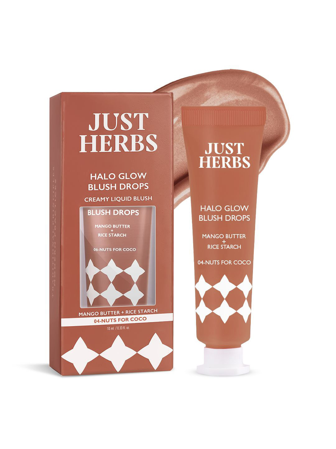 

Just Herbs Halo Glow Blush Drops with Mango Butter & Rice Starch 10ml - Nuts For Coco 04, Brown