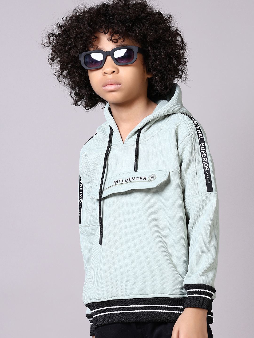 

V-Mart Boys Printed Hooded Long Sleeves Sweatshirt, Green