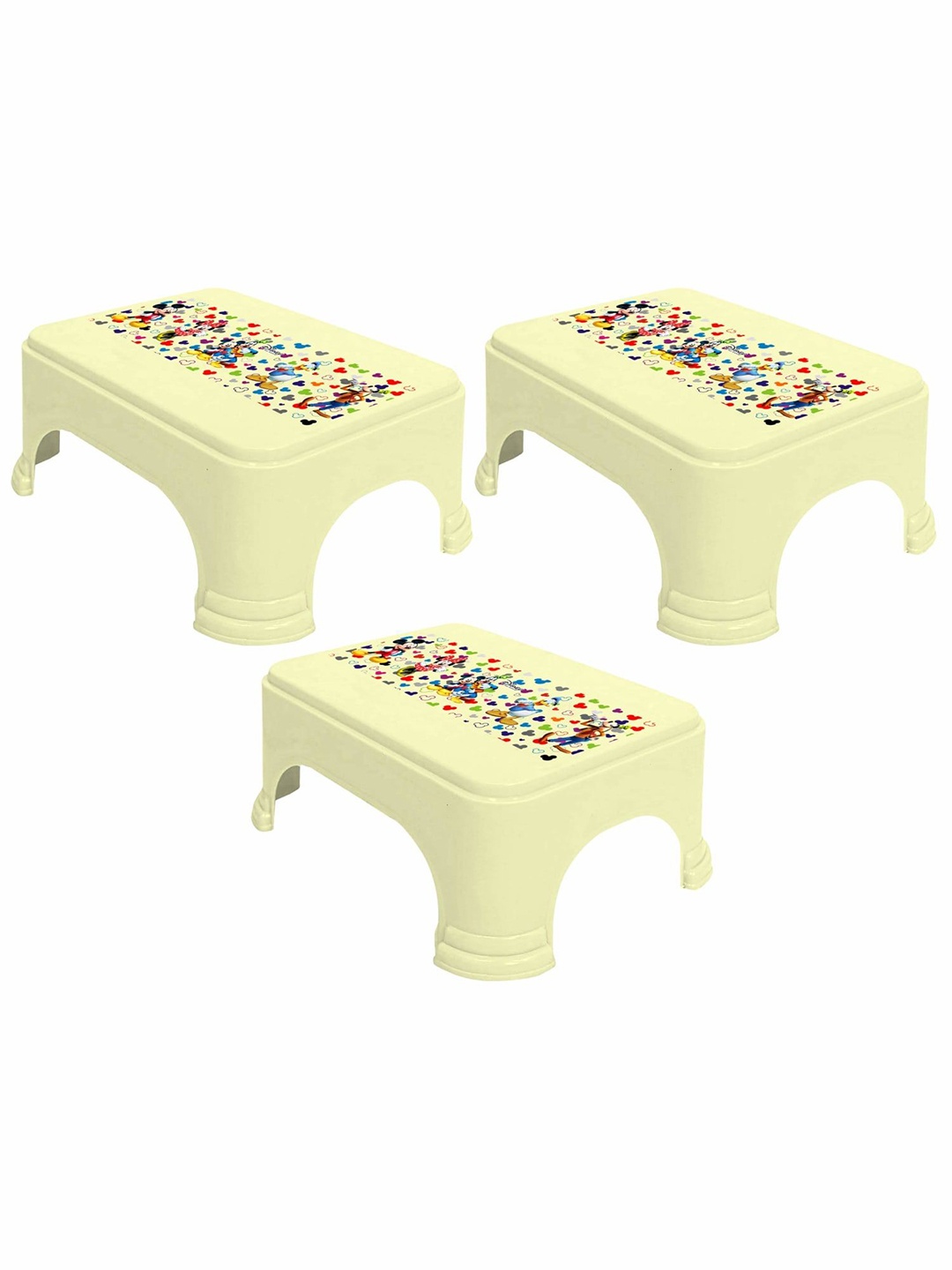 

Kuber Industries Cream-Coloured & Red 3 piece Ethnic Motifs Plastic Step Stool