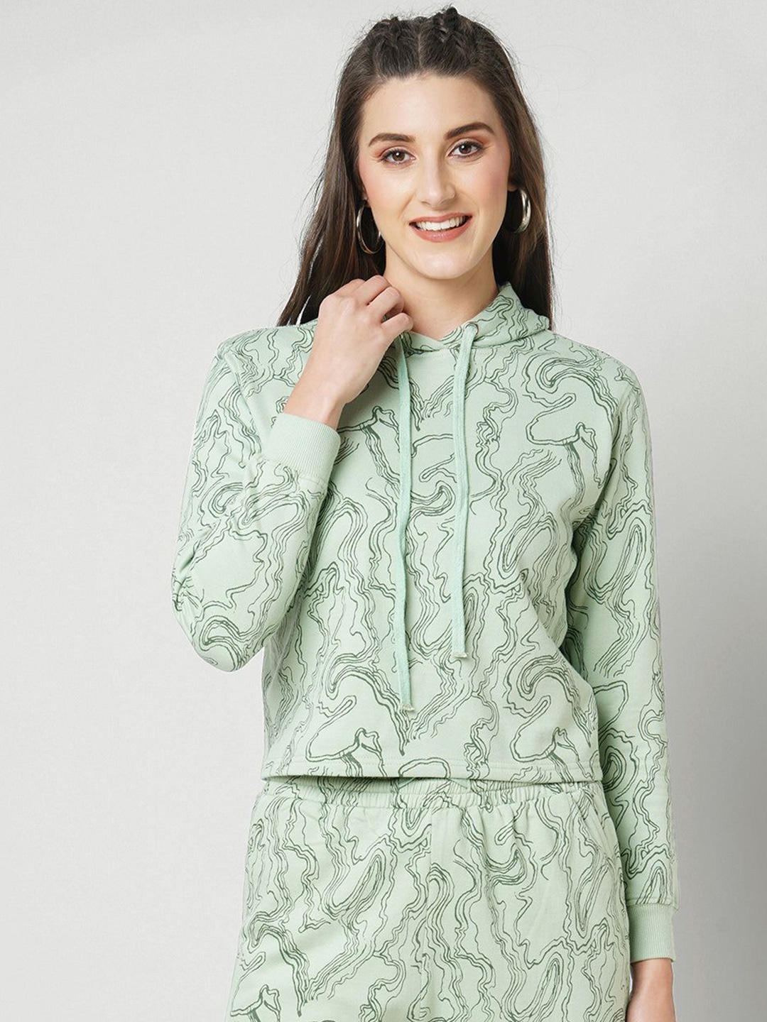

Kraus Jeans Women Printed Hooded Pullover Sweatshirt, Olive
