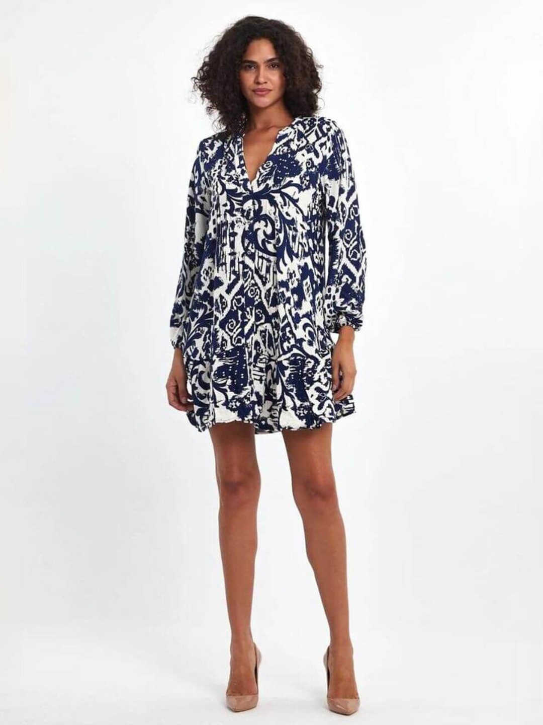 

FancyPants Women Ethnic Motifs Printed Fit - Flare Dress, Blue