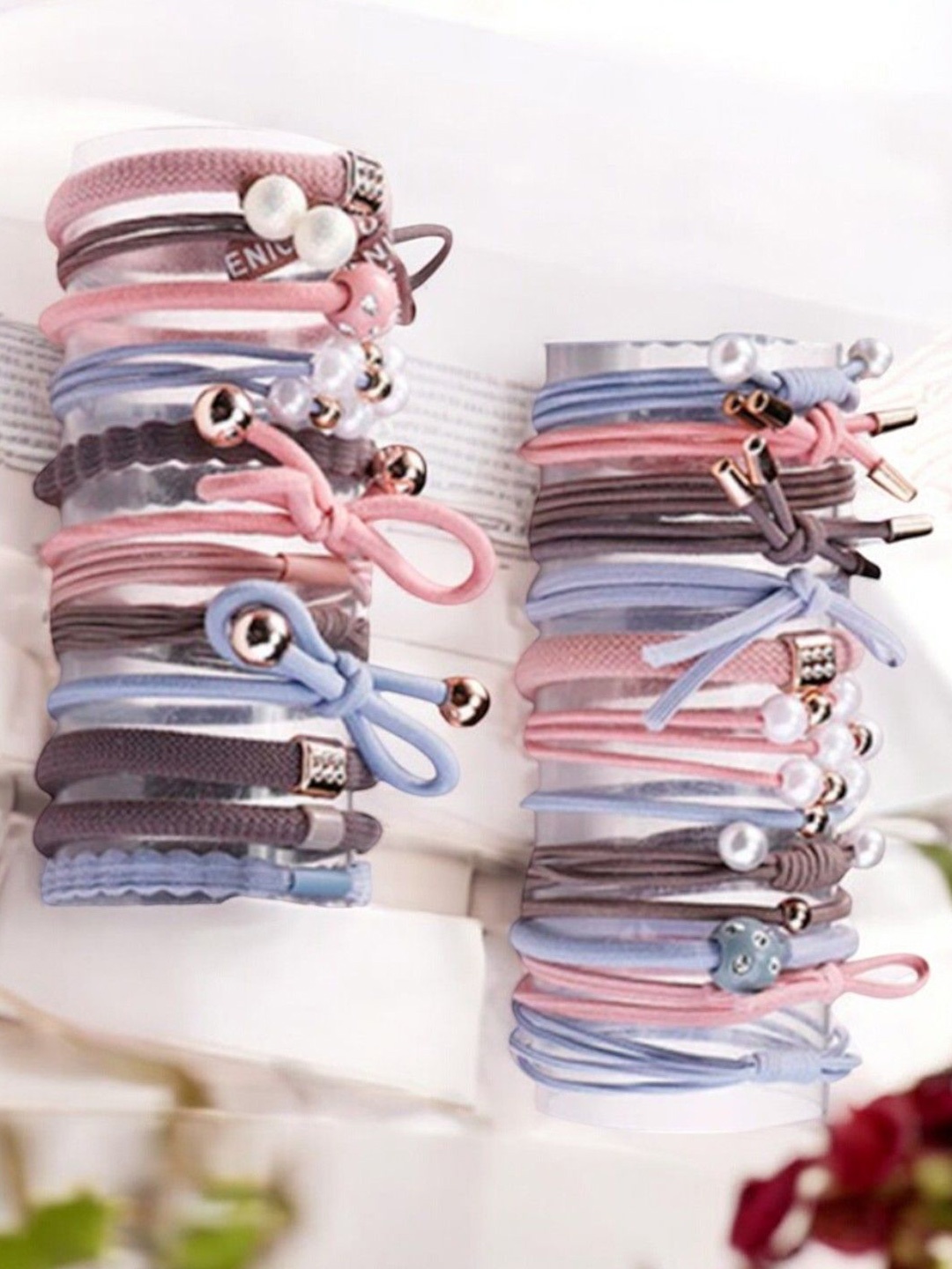 

fabula Pack of 25 Women Embellished Ponytail Holders, Blue