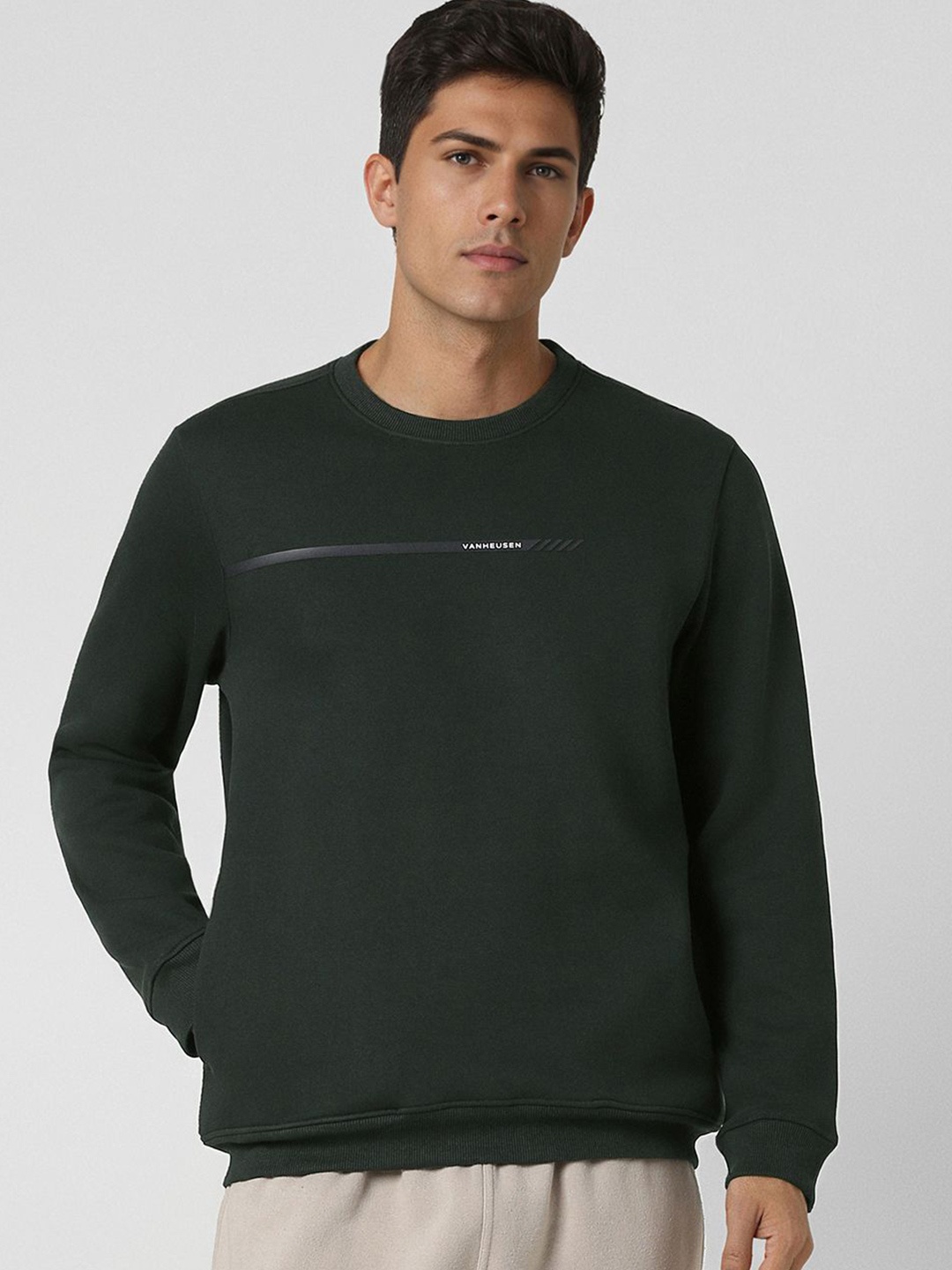 

Van Heusen Flex Men Round Neck Long Sleeves Sweatshirt, Green