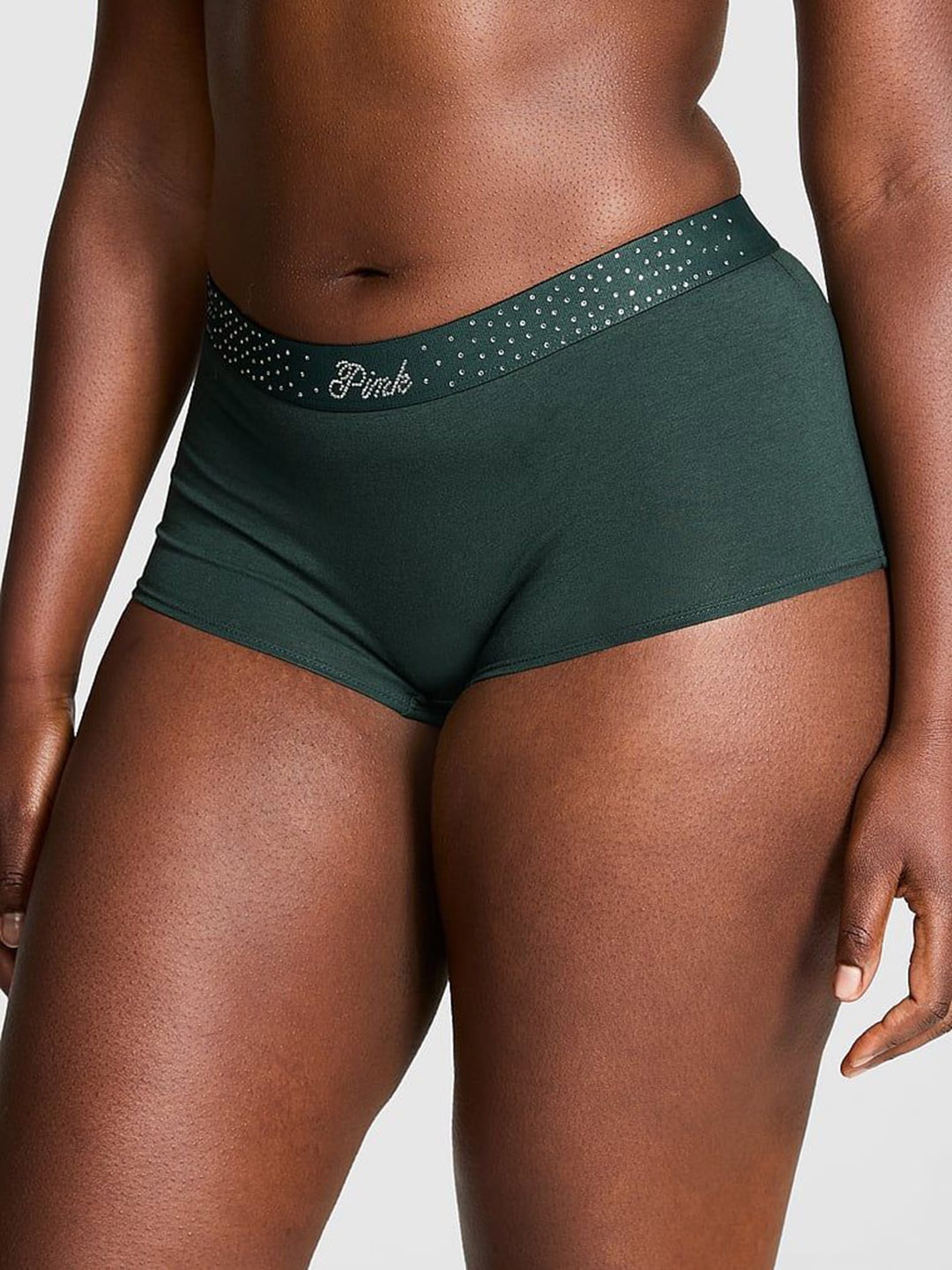 

Victoria's Secret Women Self Design Low-Rise Boy Short Panty, Green