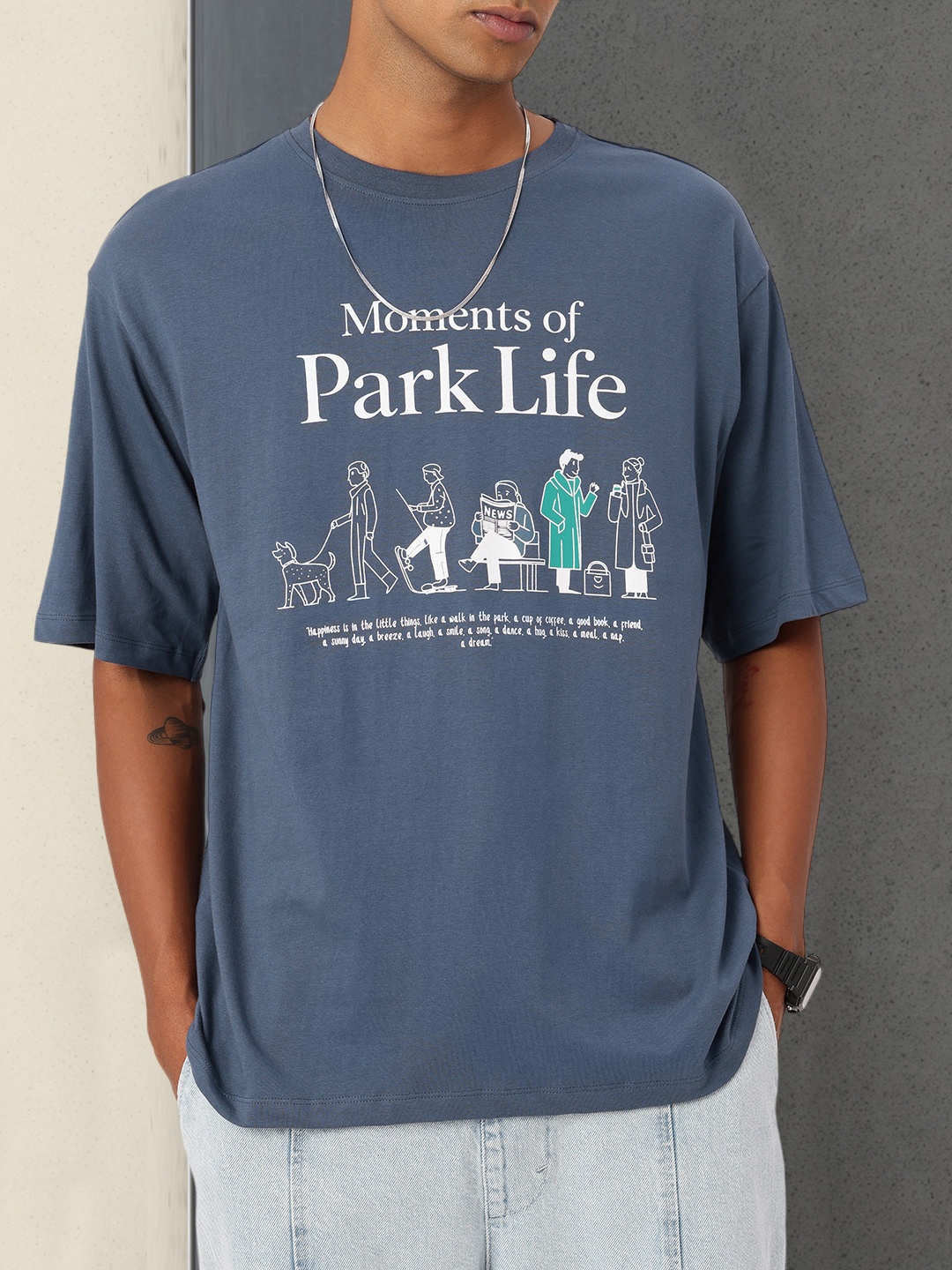 

Kook N Keech Nostalgia Vibe Printed Oversized Fit T-shirt, Blue