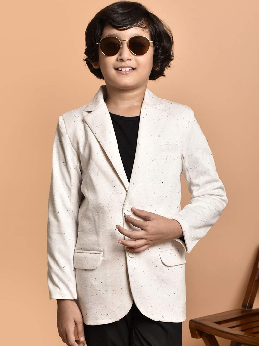 

PRINTCULTR Boys Single Breasted Blazer, Off white