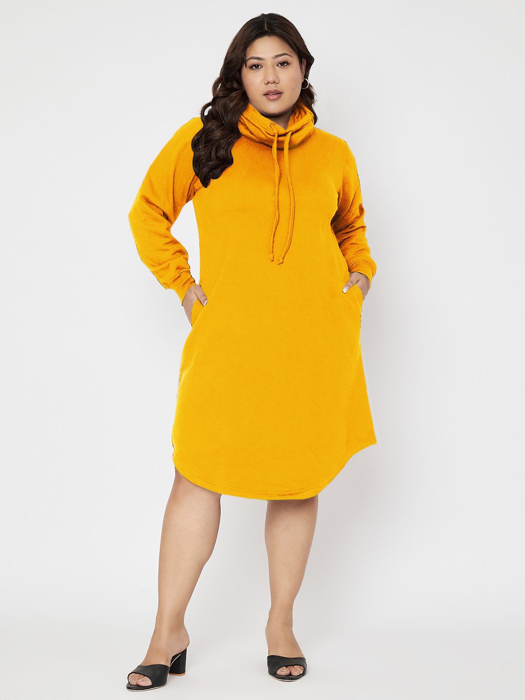 

BRINNS Women Cowl Neck Jumper Dress, Mustard