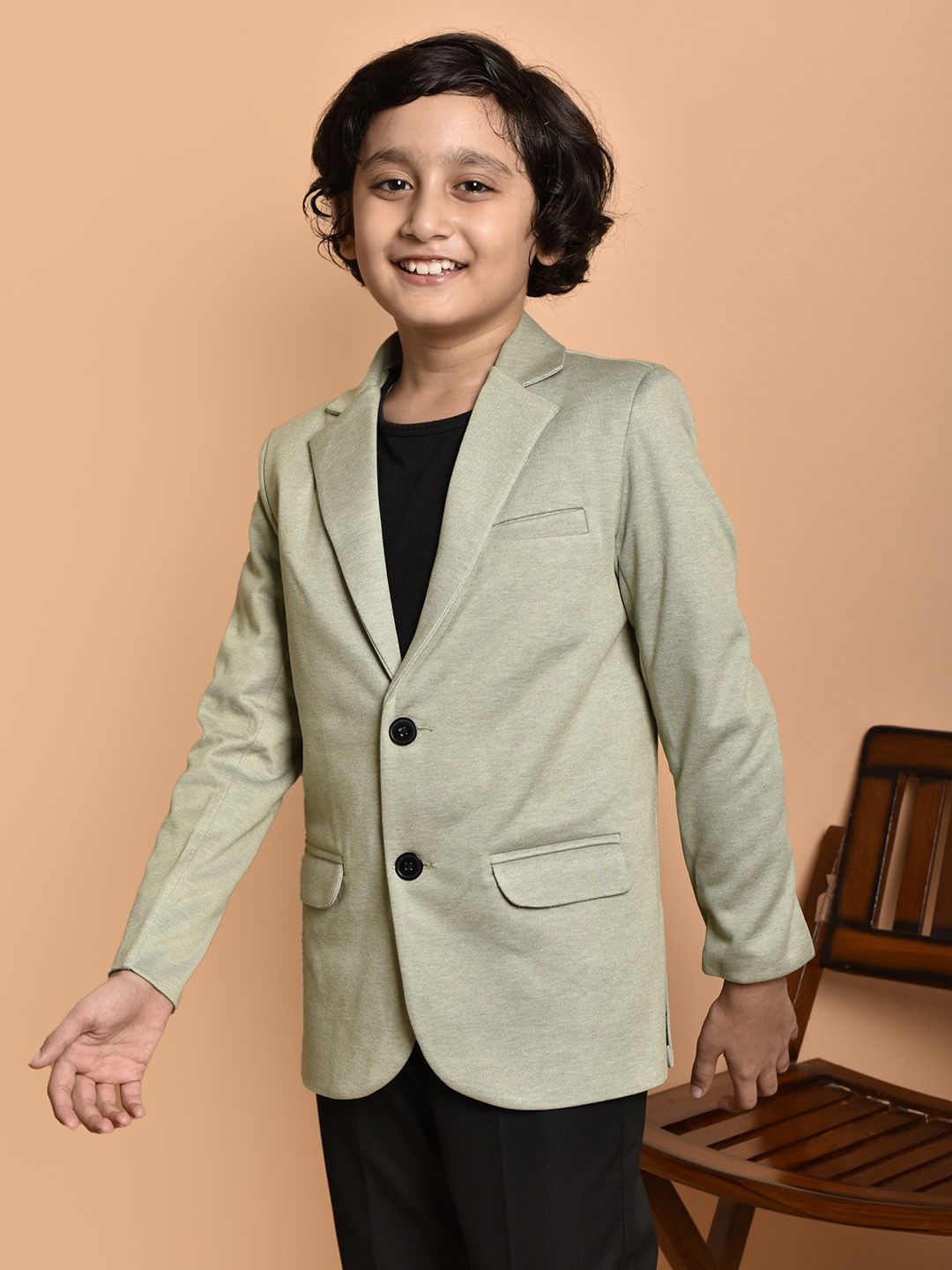 

PRINTCULTR Kids Boys Slim-Fit Single Breasted Blazer, Green