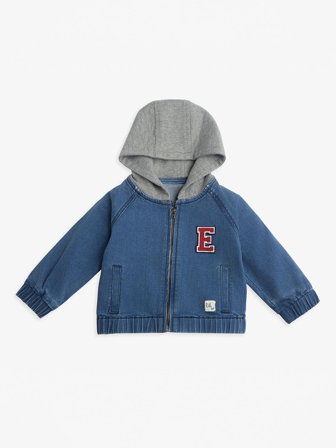 

Ed-a-Mamma Baby Boys Typography Outdoor Denim Jacket with Patchwork, Blue