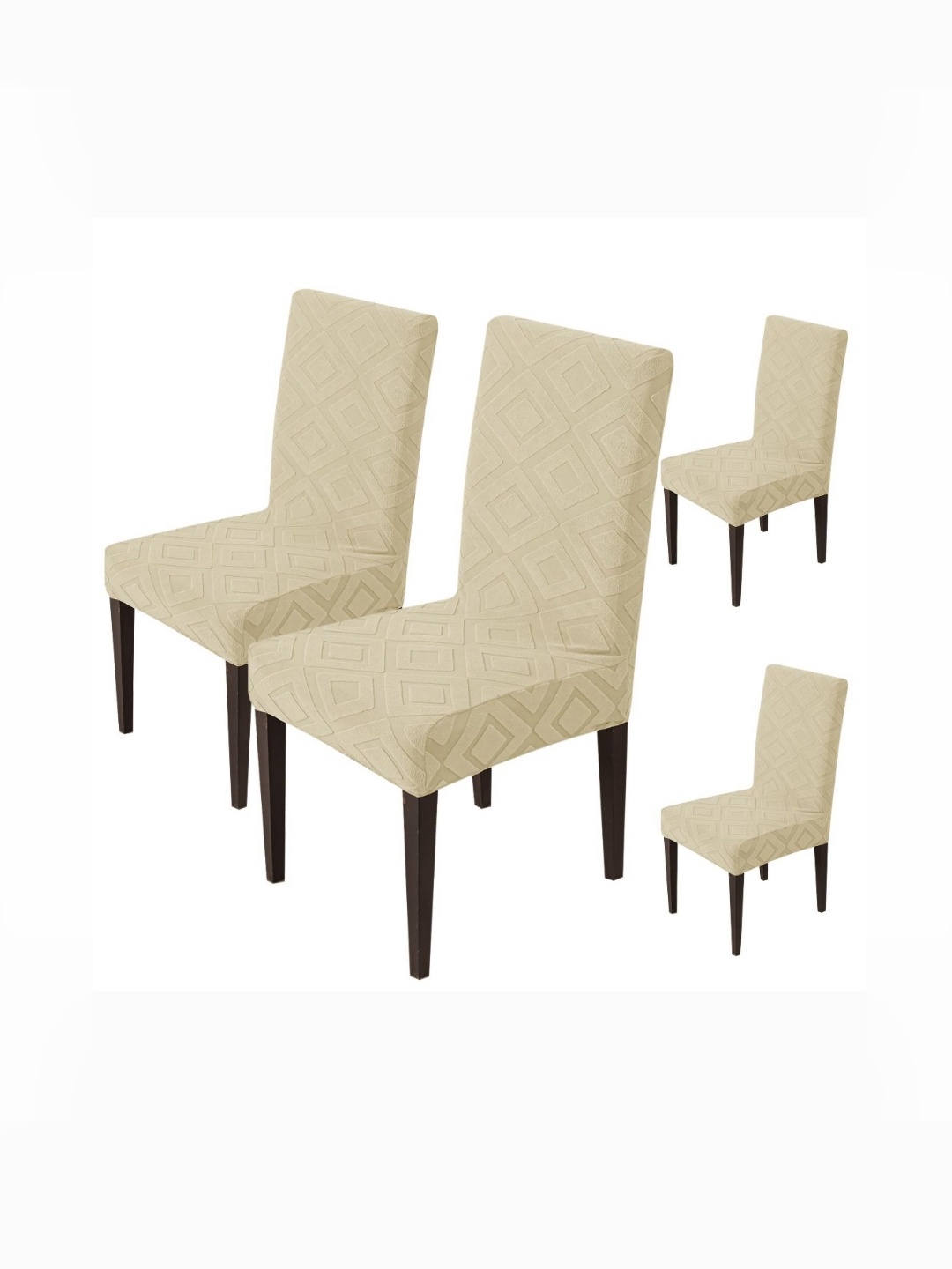 

HOUSE OF QUIRK Set Of 4 Beige Diamond Textured Chair Covers