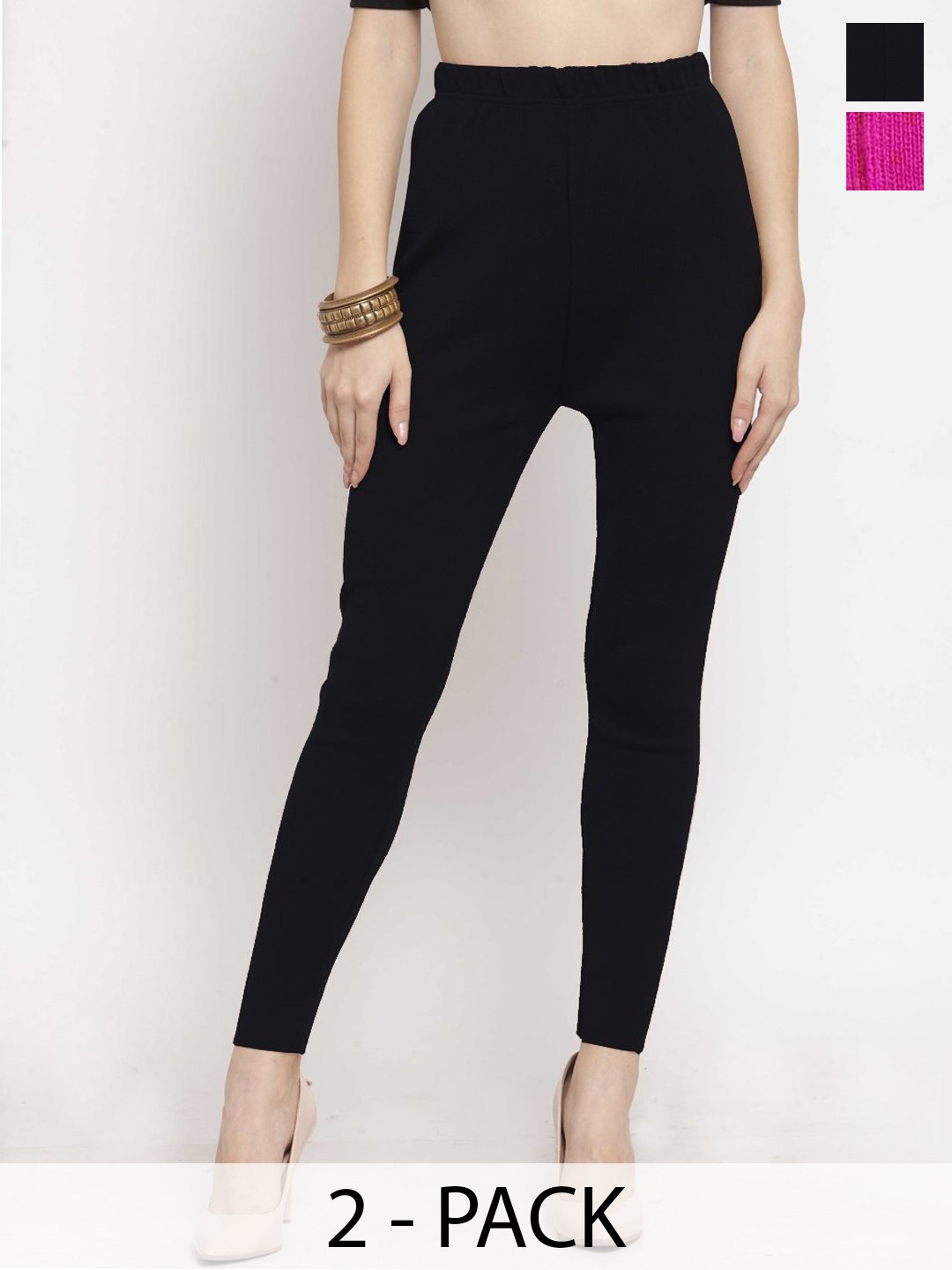 

Castle Lifestyle Women Pack Of 2 Ankle-Length Leggings, Black