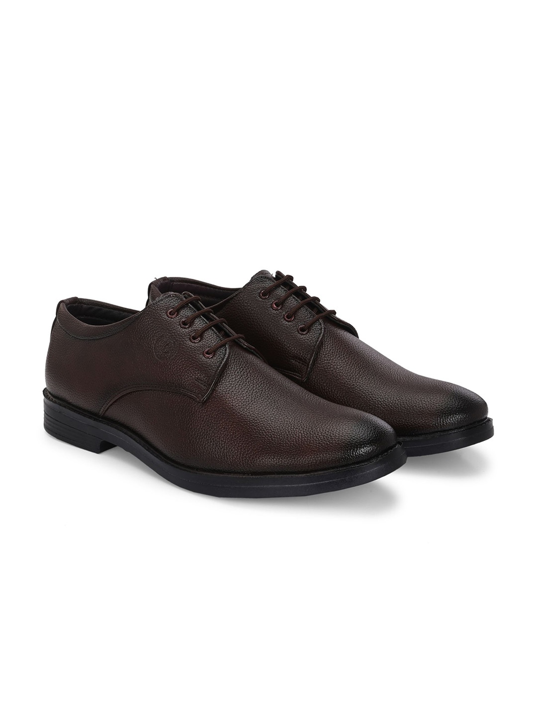 

Azzaro Black Men Textured Formal Derby Shoes, Brown