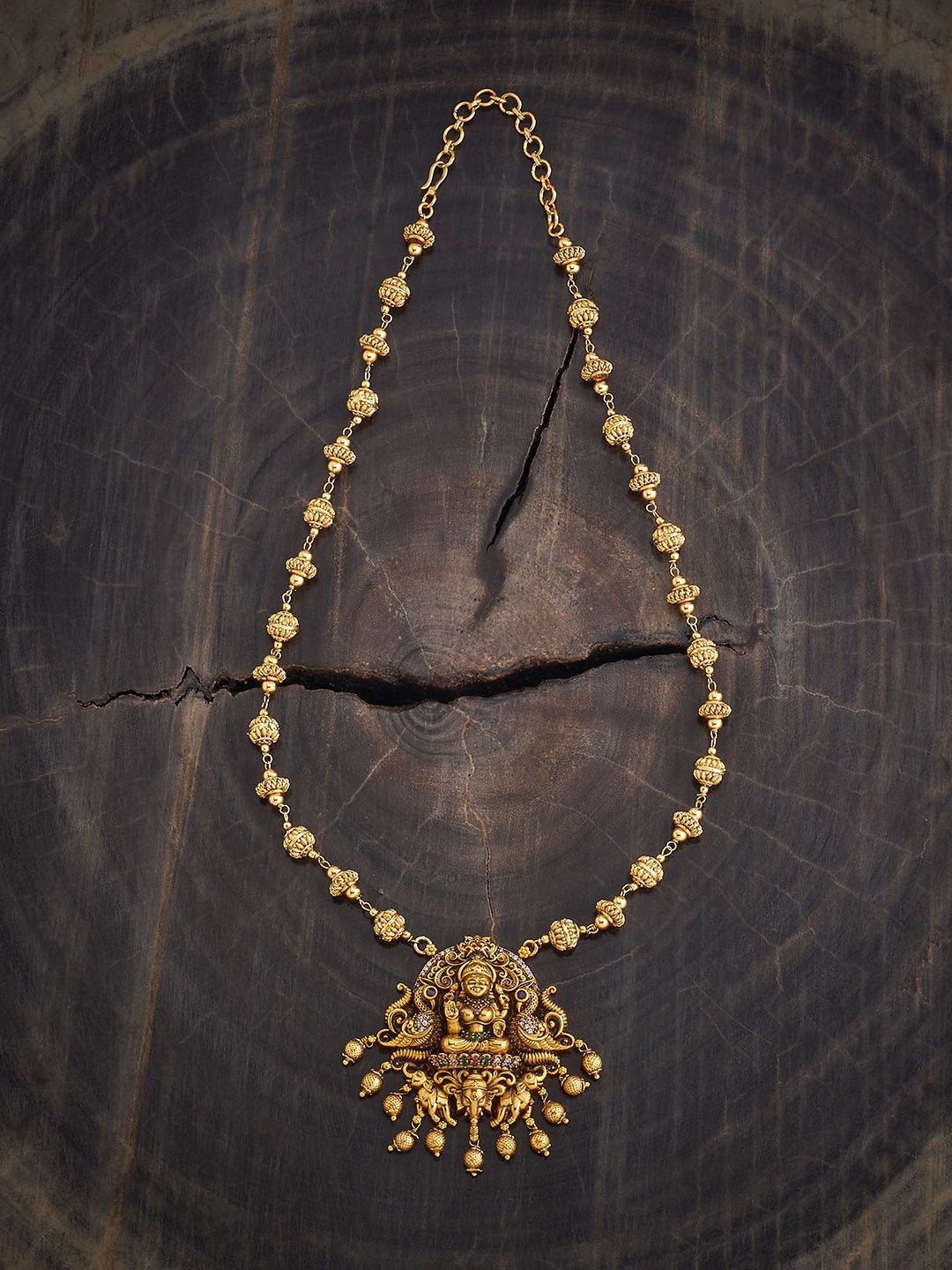 

Kushal's Fashion Jewellery Gold-Plated Stone Studded Antique Necklace