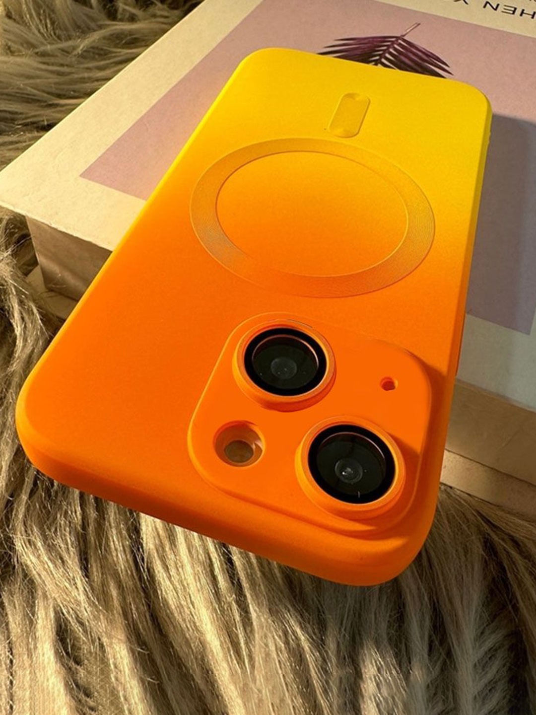 

Luxury Kase Solid Printed iPhone 13 Back Case Mobile Accessories, Orange