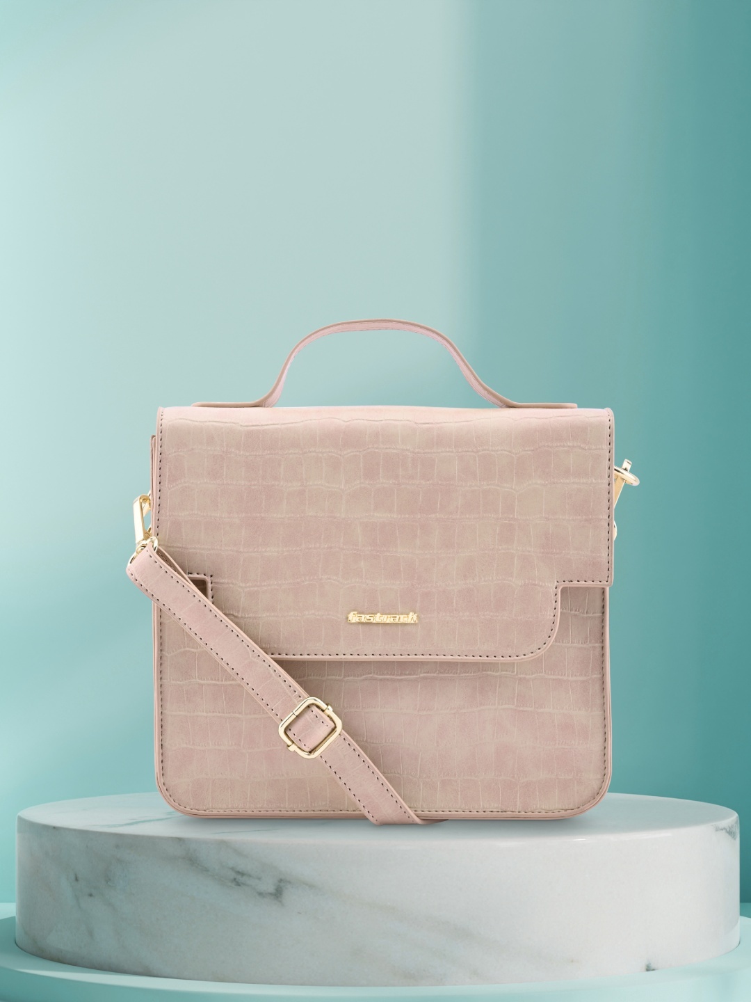 

Fastrack Textured Structured Satchel, Pink