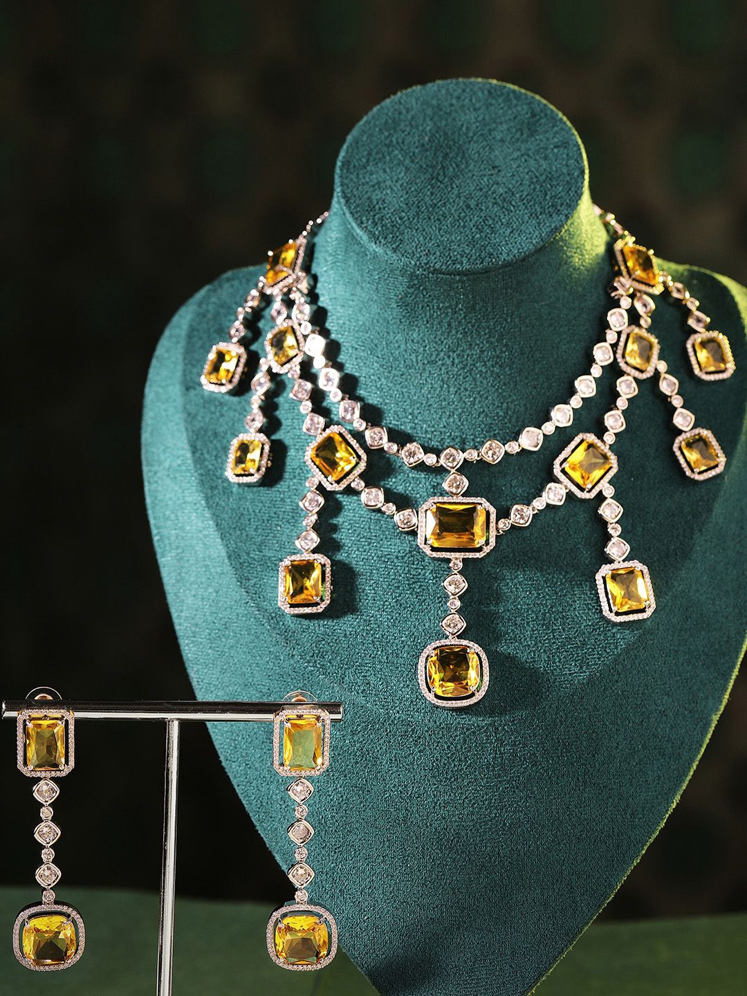 

Priyaasi Silver Plated American Diamond Studded Jewellery Set
