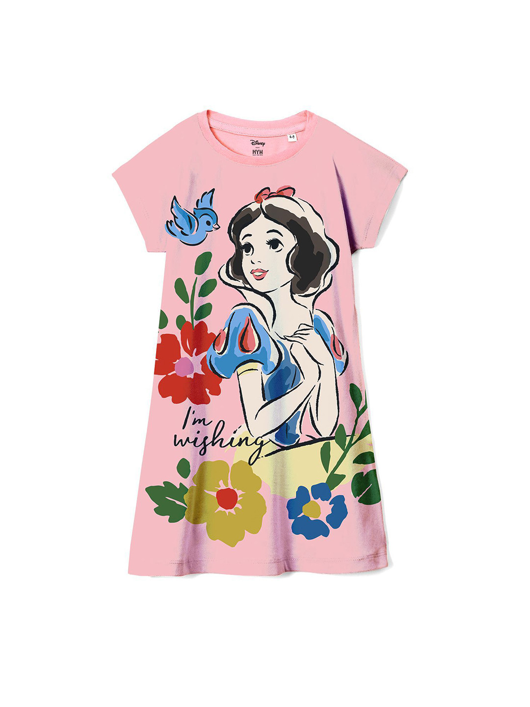 

Wear Your Mind Girls Snow White Printed Round Neck T-shirt Dress, Pink