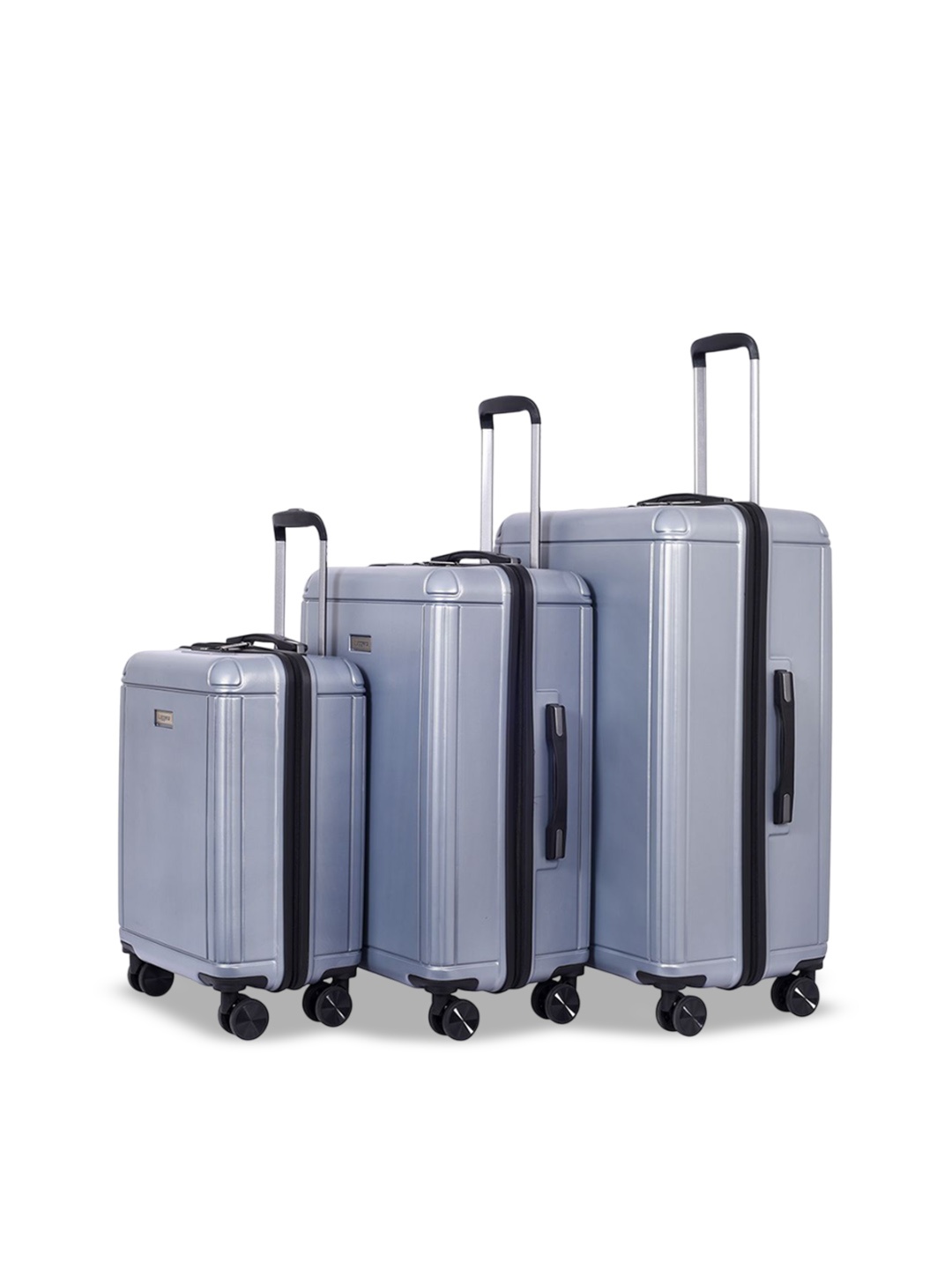 

Luggero Set Of 3 Hard Sided Trolley Suitcases, Silver