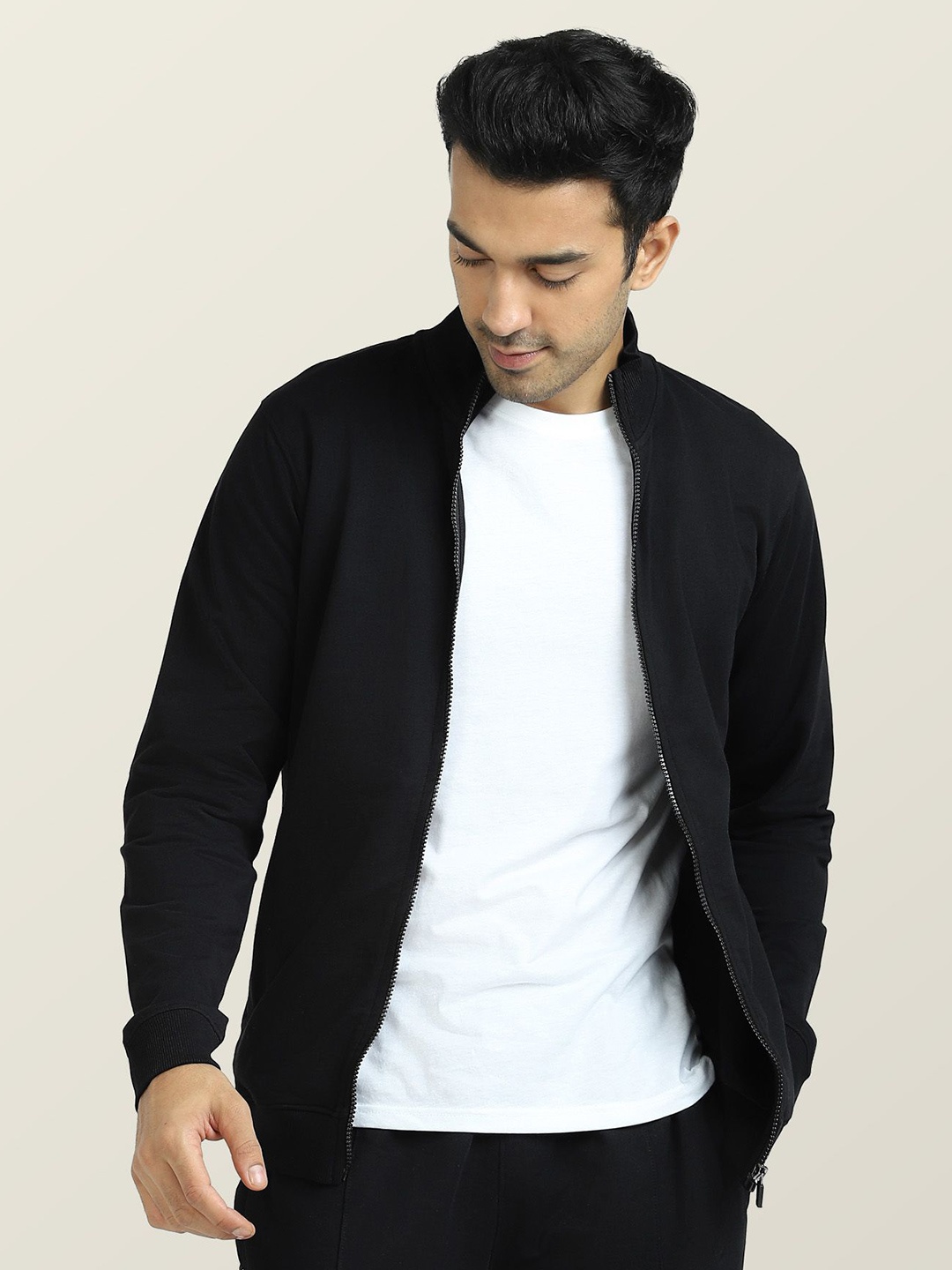 

XYXX Men Antimicrobial Open Front Jacket, Black