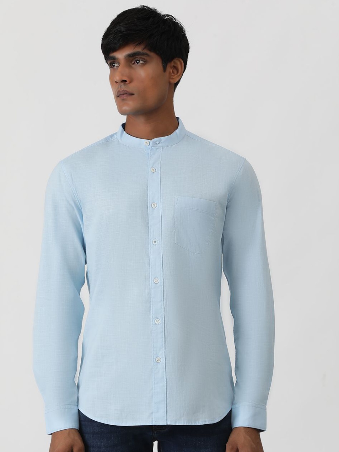 

Greenfibre Men Slim Fit Opaque Casual Shirt, Blue