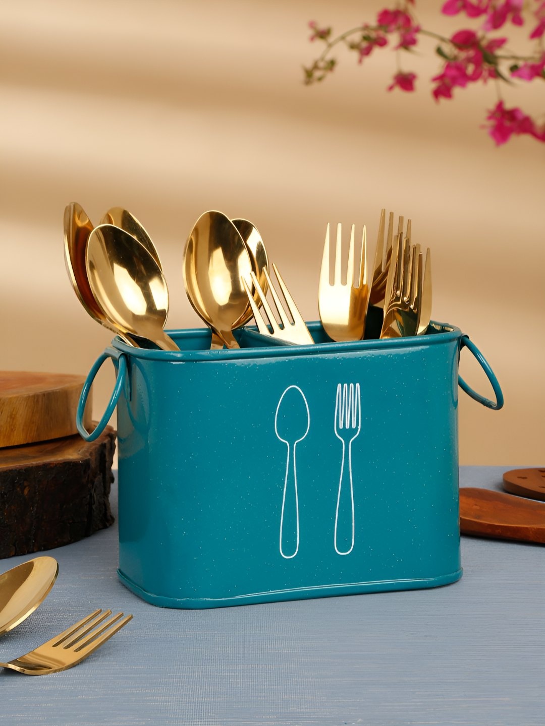 

MODEFE Blue Metal Cutlery Holder