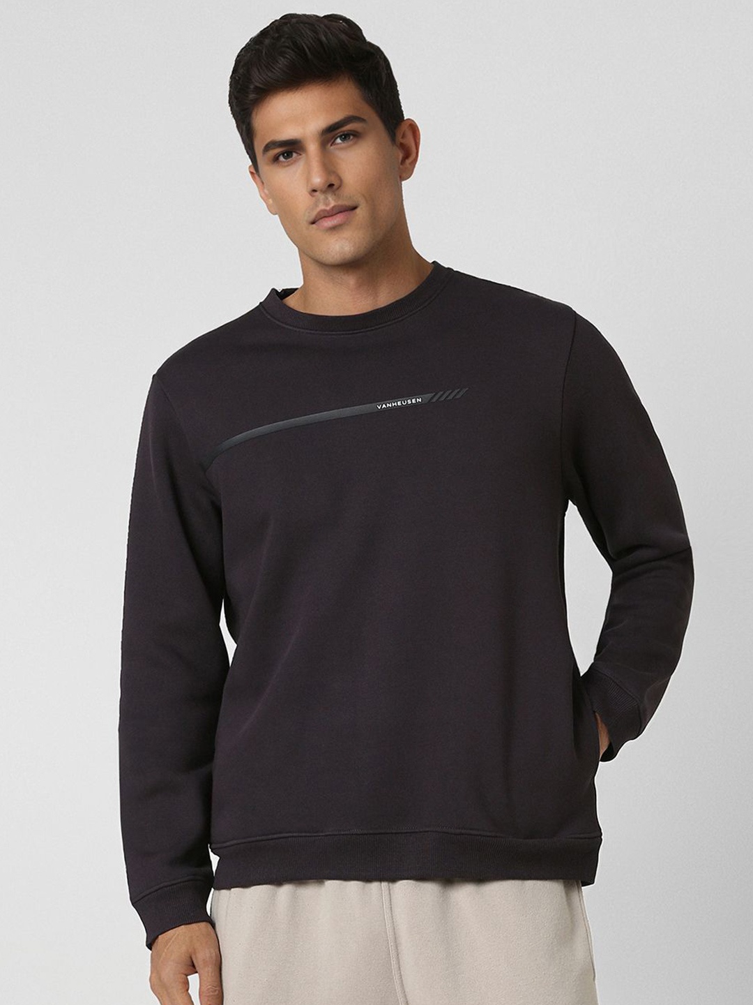 

Van Heusen Flex Men Cotton Sweatshirt, Purple