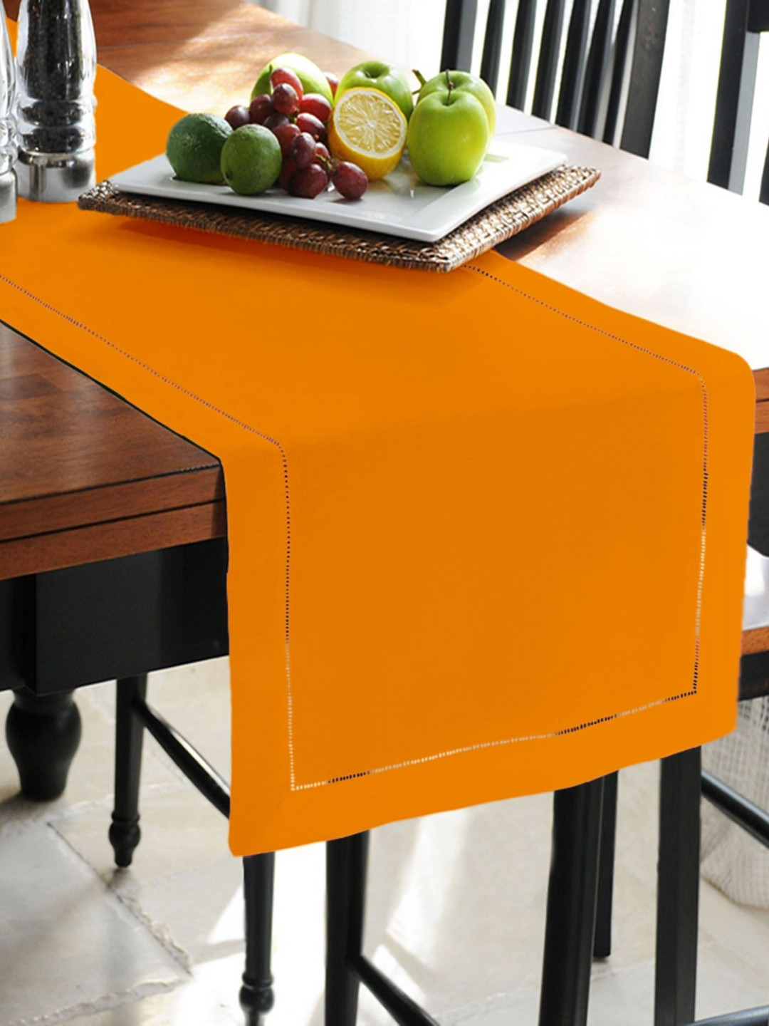 

Lushomes Orange-Color Cotton Rectangular Table Runner