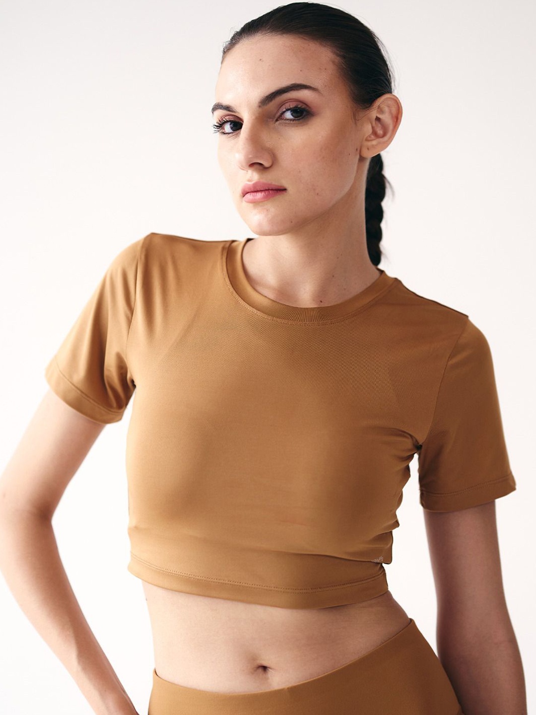 

WiseLife Women Round Neck Top, Brown