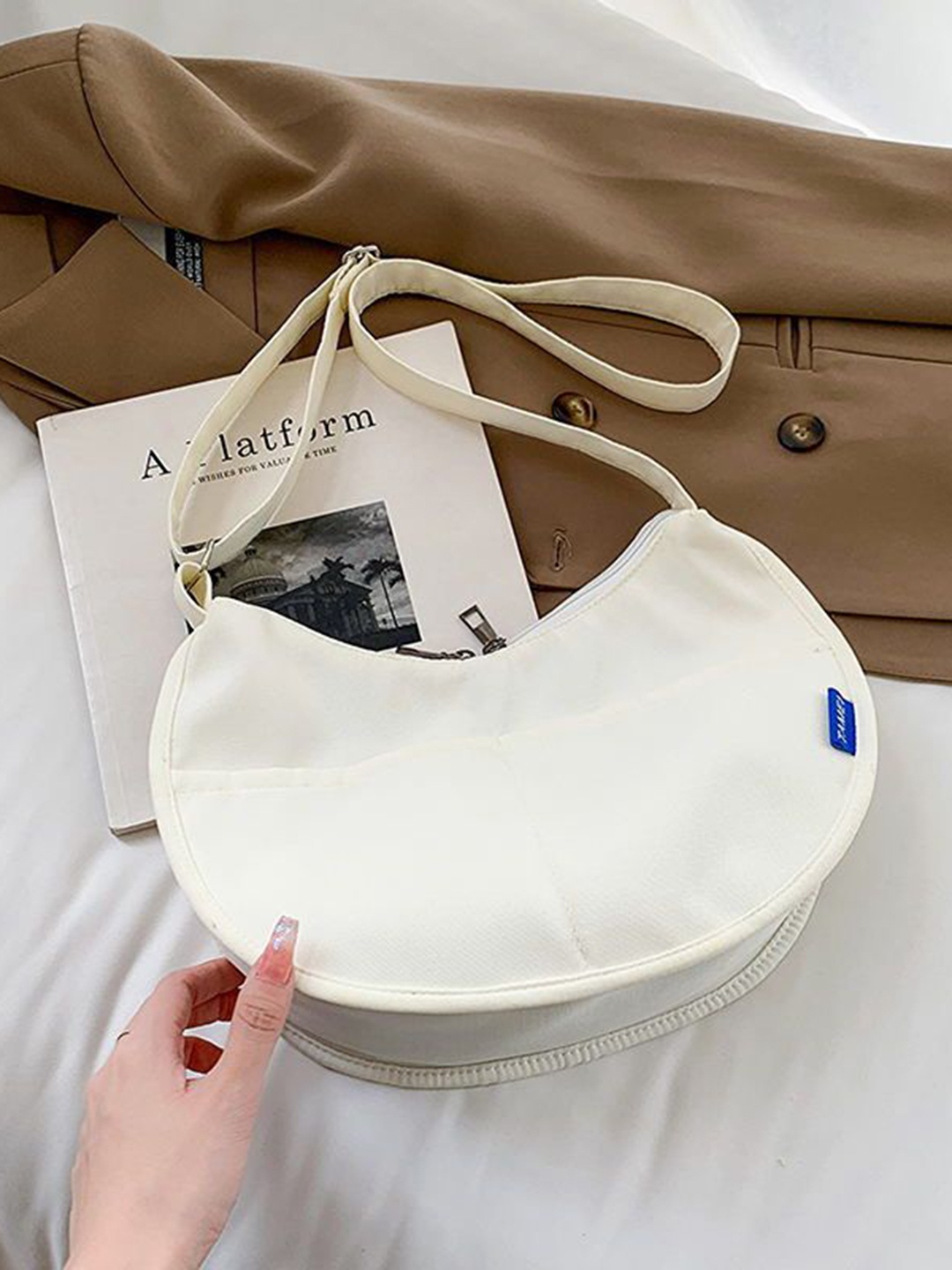 

StyleCast x Revolte Half Moon Hobo Bag, White