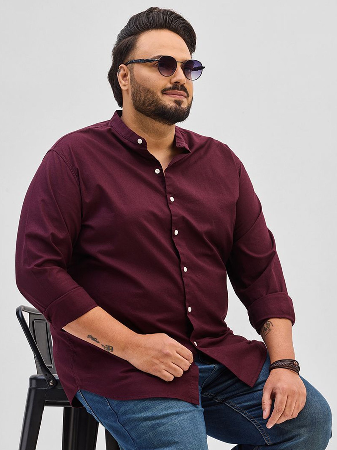 

Snitch Men Classic Opaque Casual Shirt, Burgundy