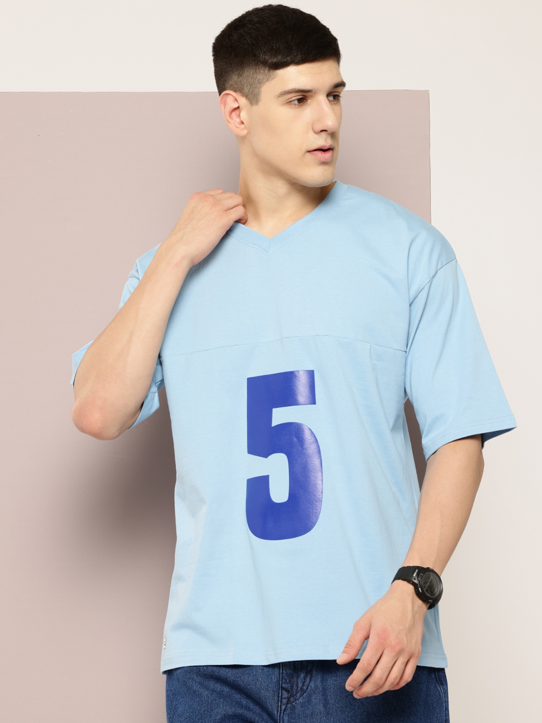 

Kook N Keech Men Varsity Printed Drop-Shoulder Sleeves T-shirt, Blue