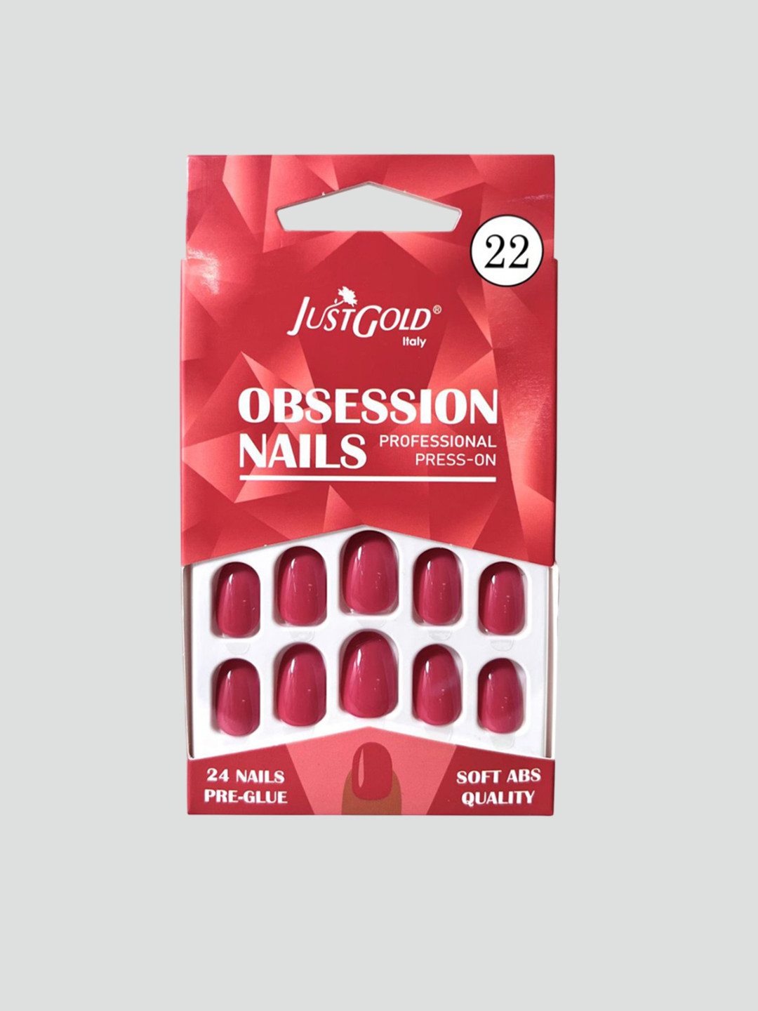 

JUSTGOLD Set Of 24 Professional Obsession Press On Pre Glued Nails - Rose 22